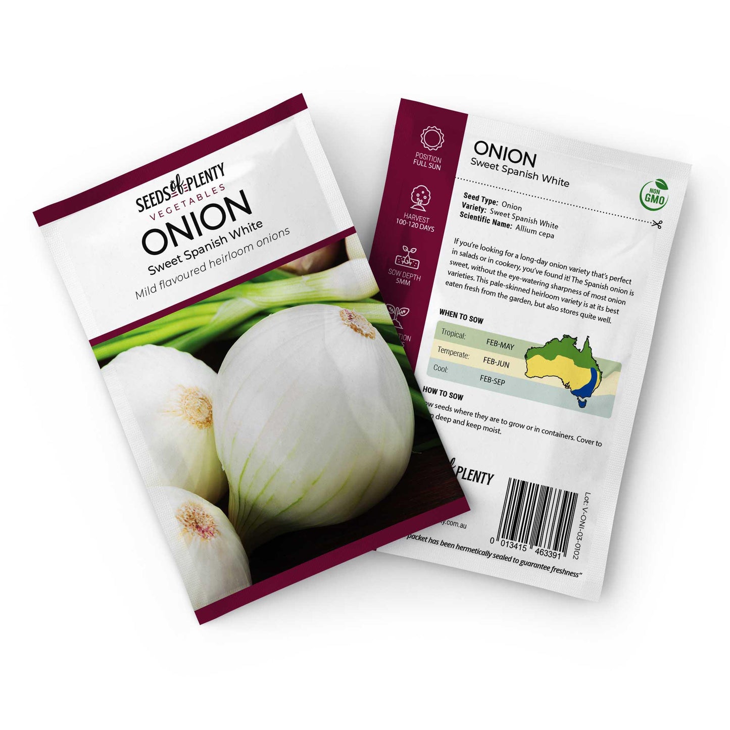 ONION - Sweet Spanish White Seed Packet - Allium cepa