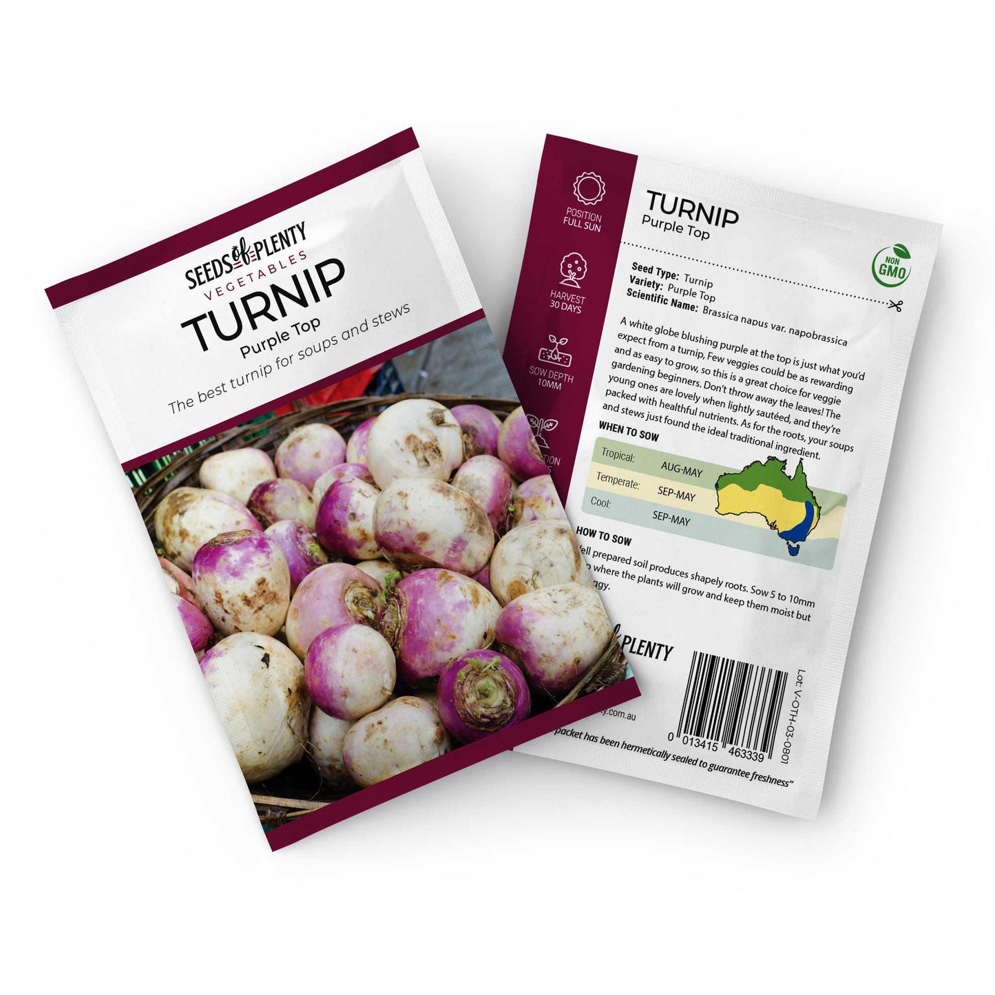 TURNIP - Purple Top Seed Packet - Brassica napus var. napobrassica