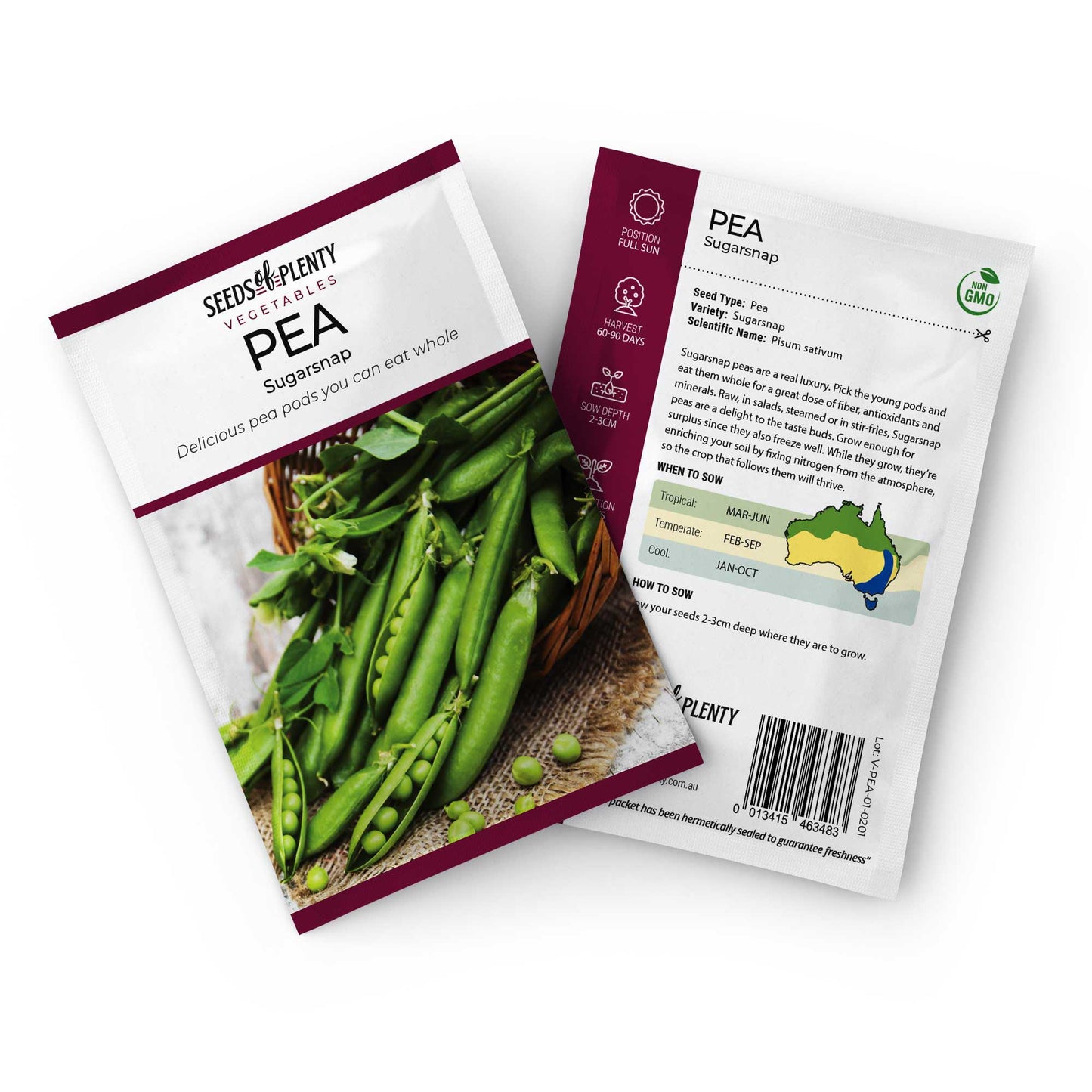 PEA - Sugarsnap Seed Packet - Pisum sativum