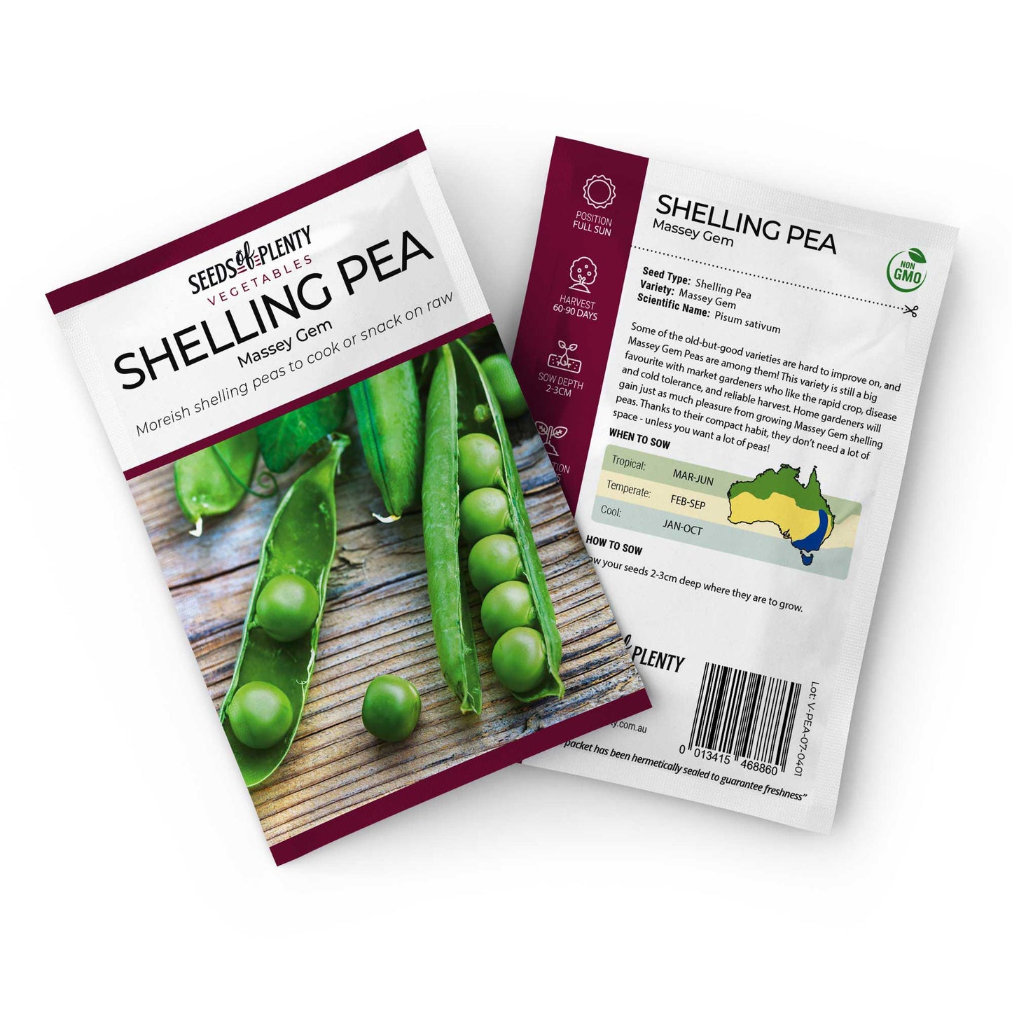 SHELLING PEA - Massey Gem Seed Packet - Pisum sativum