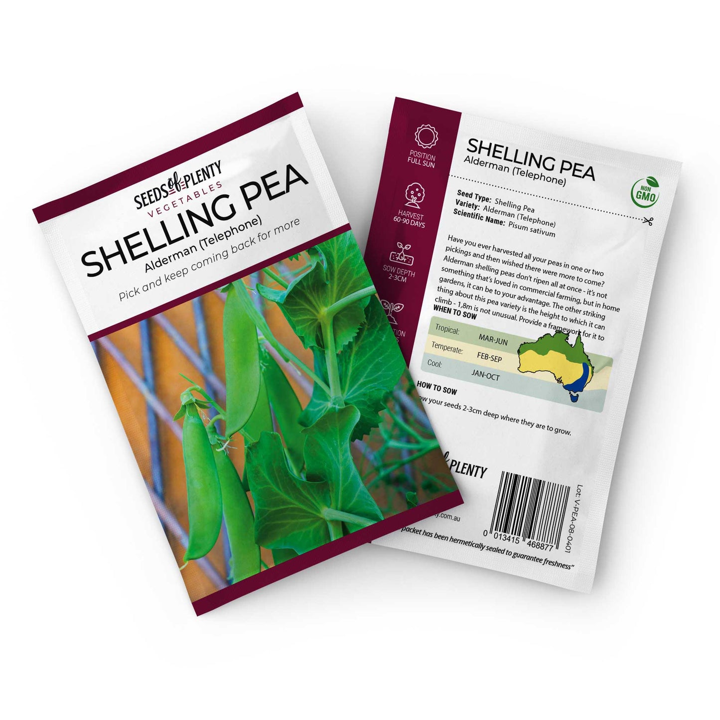 SHELLING PEA - Alderman (Telephone) Seed Packet - Pisum sativum