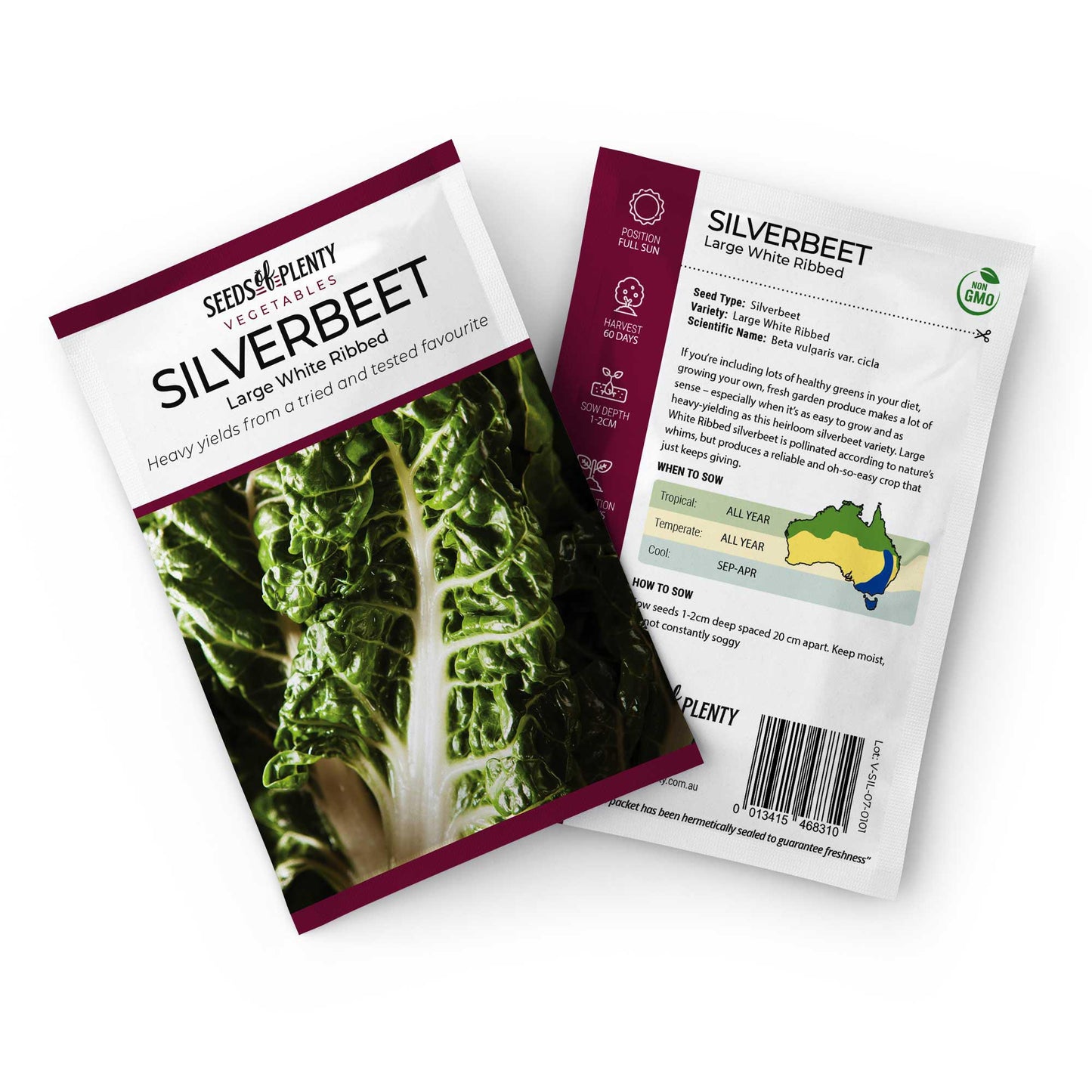 SILVERBEET - Large White Ribbed Seed Packet - Beta vulgaris var. cicla