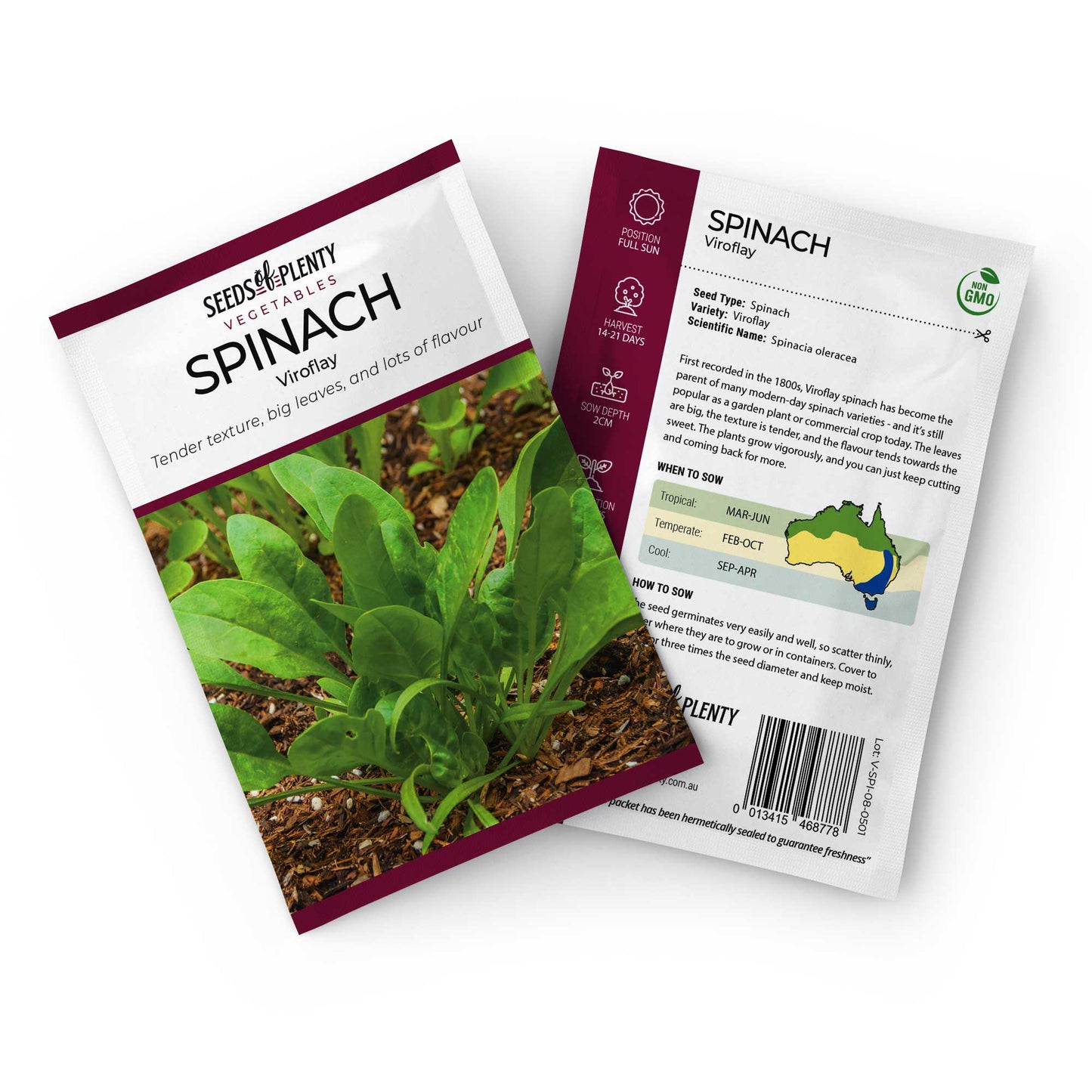 SPINACH - Viroflay Seed Packet - Spinacia oleracea