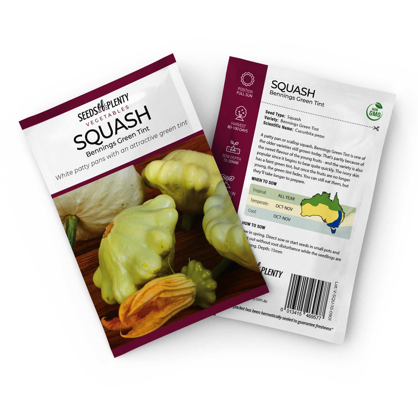 SQUASH - Bennings Green Tint Seed Packet - Cucurbita pepo
