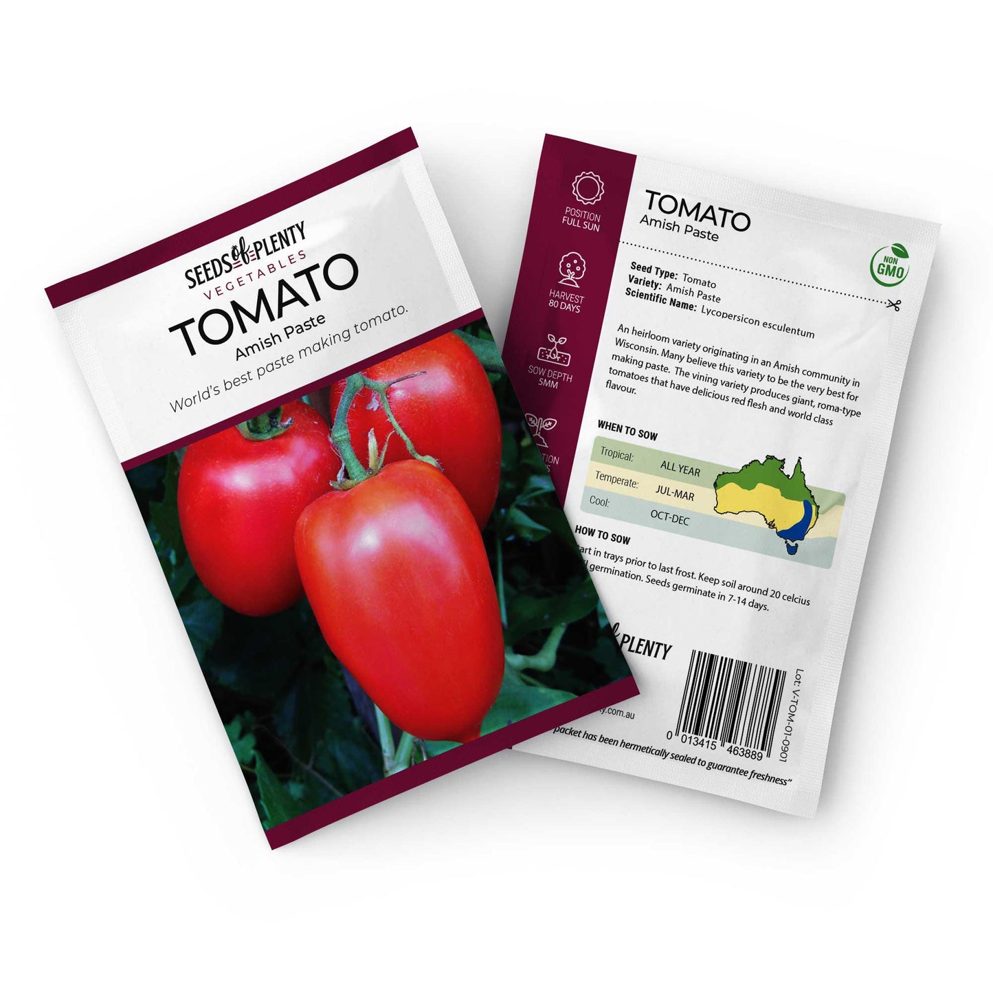 TOMATO - Amish Paste Seed Packet - Lycopersicon esculentum