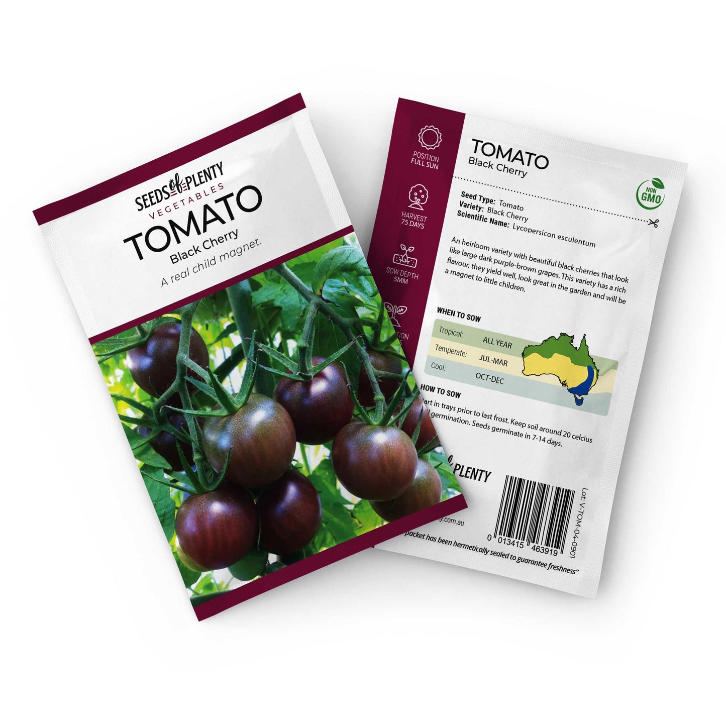 TOMATO - Black Cherry Seed Packet - Lycopersicon esculentum