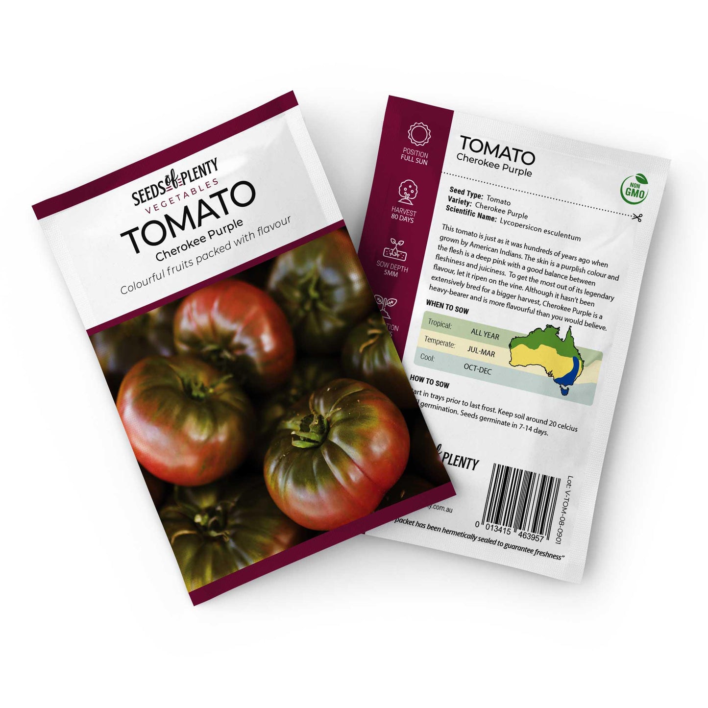 TOMATO - Cherokee Purple Seed Packet - Lycopersicon esculentum