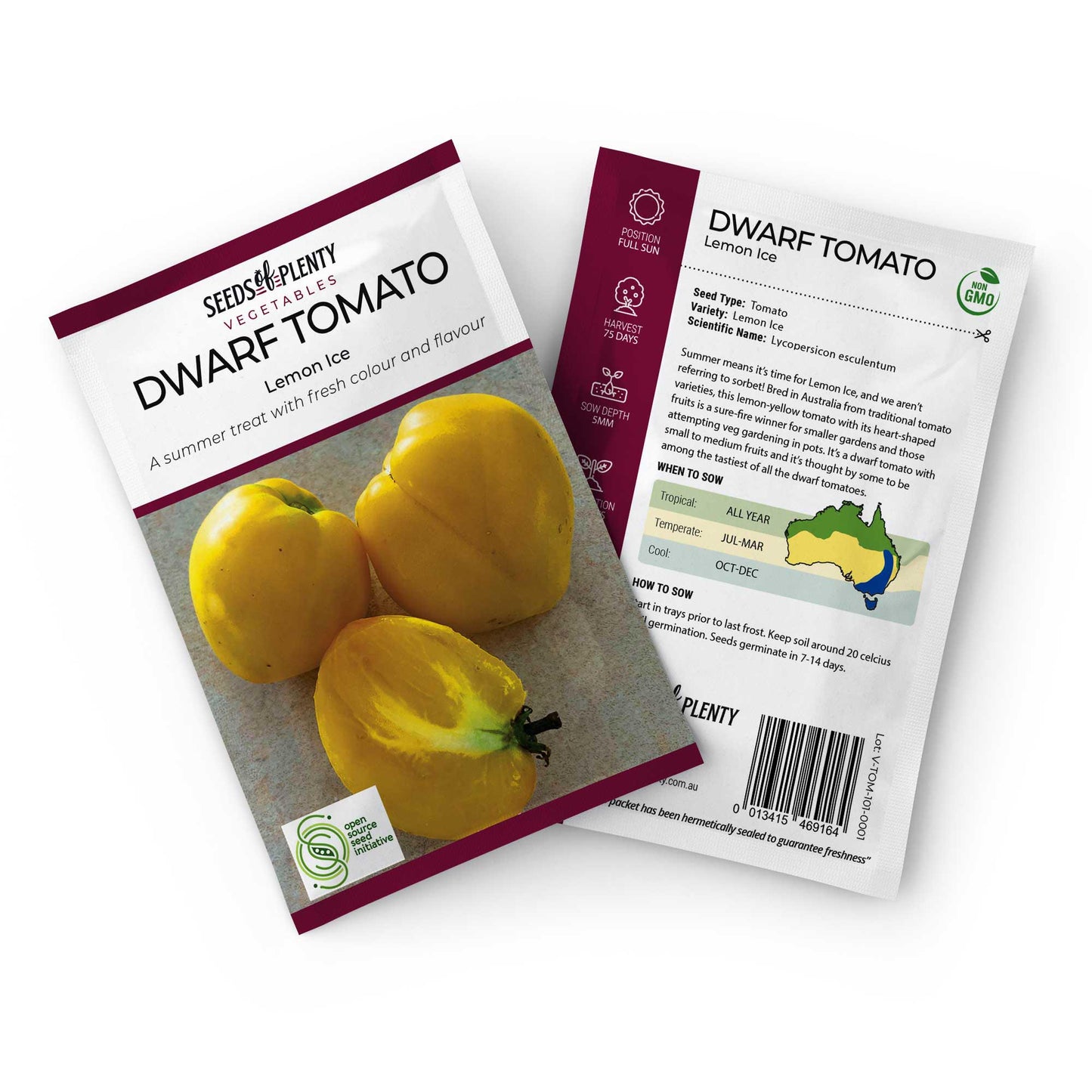 DWARF TOMATO - Lemon Ice Seed Packet - Lycopersicon esculentum