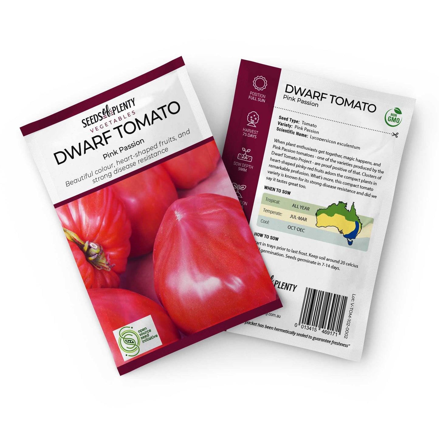 DWARF TOMATO - Pink Passion Seed Packet - Lycopersicon esculentum