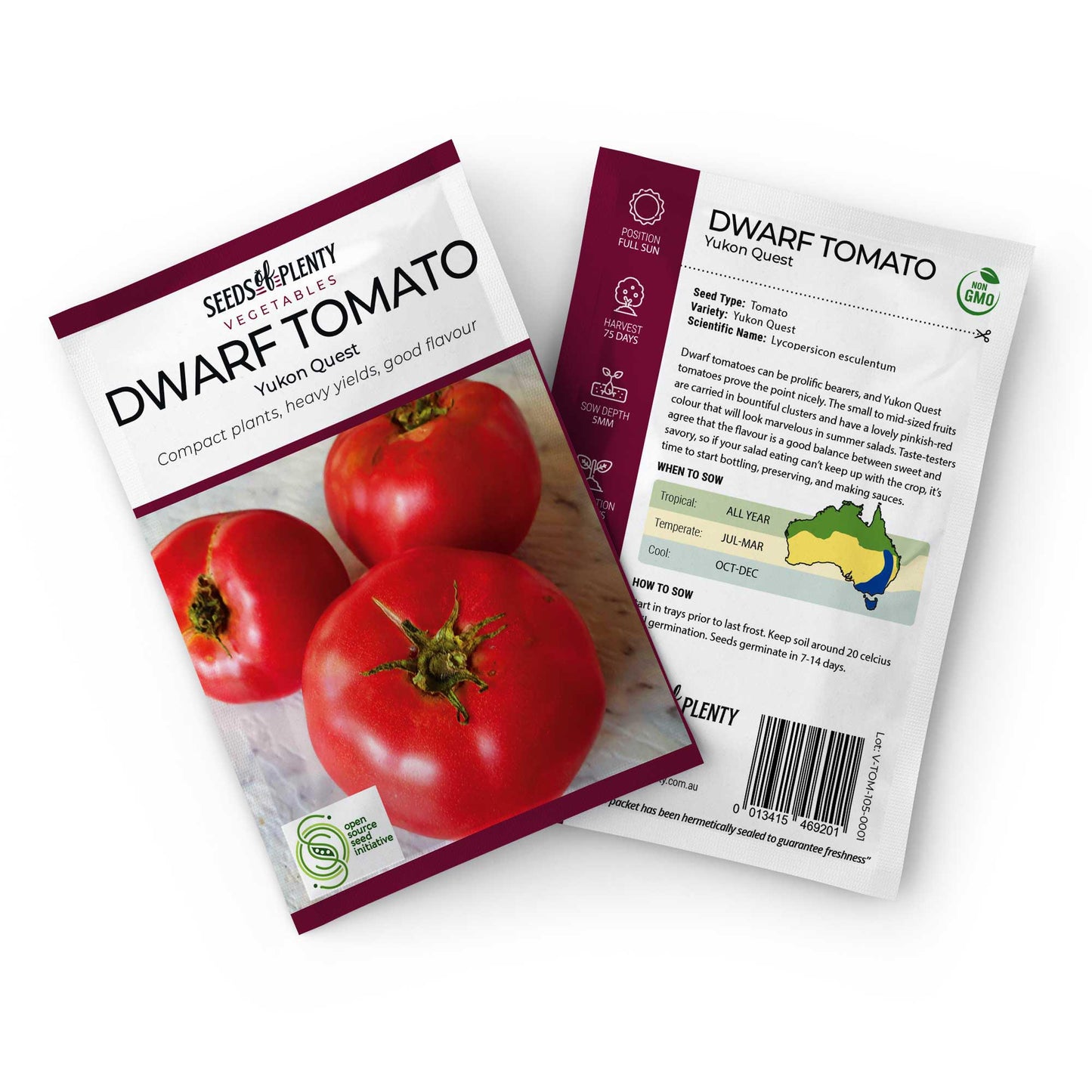 DWARF TOMATO - Yukon Quest Seed Packet - Lycopersicon esculentum