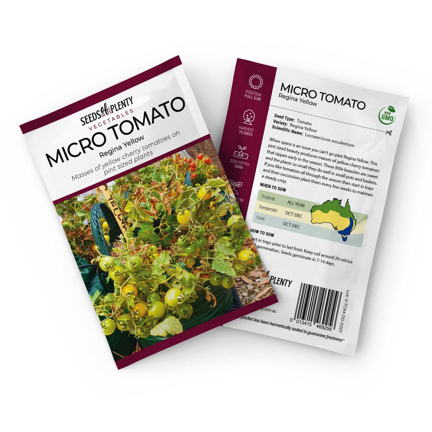 MICRO TOMATO - Regina Yellow Seed Packet - Lycopersicon esculentum