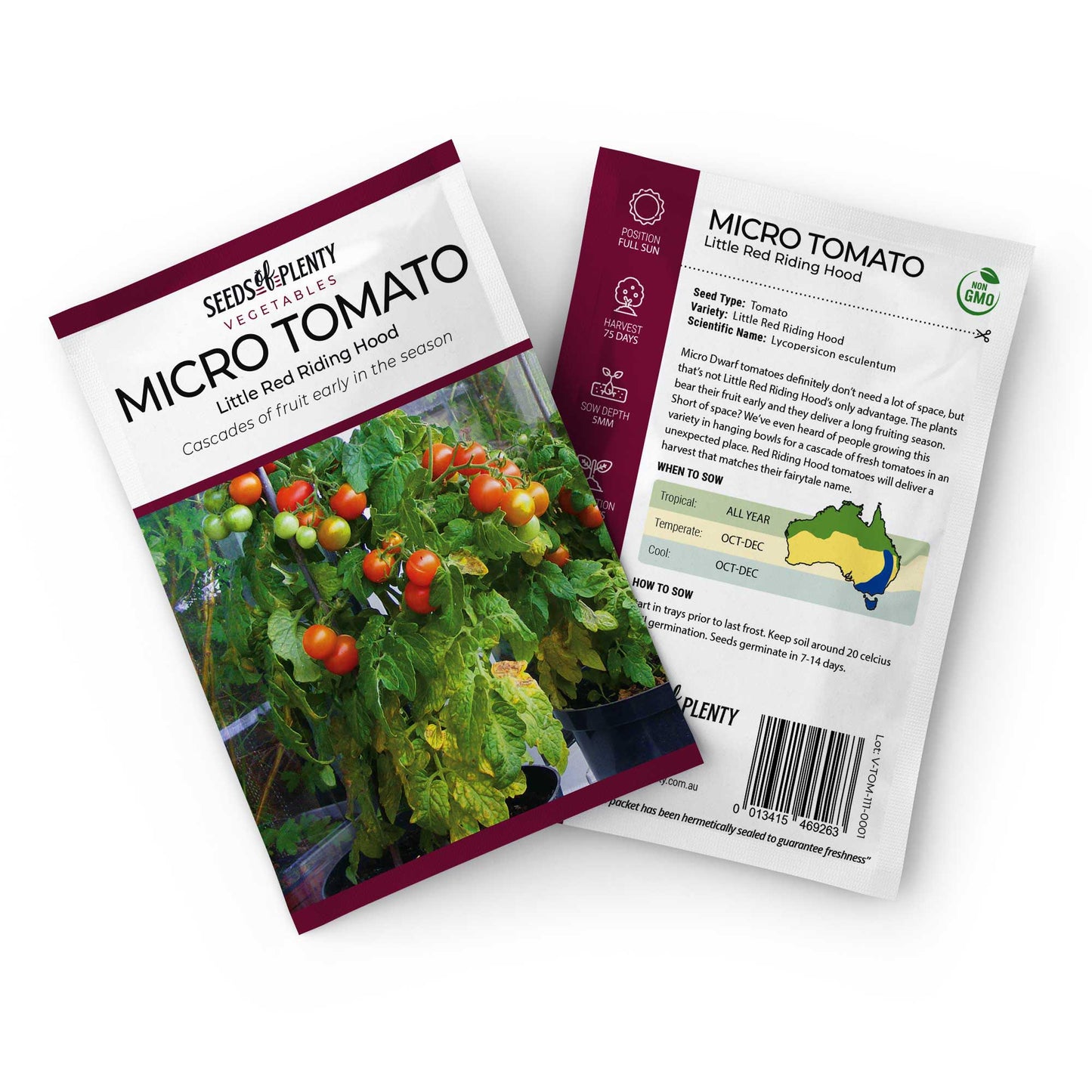 MICRO TOMATO - Little Red Riding Hood Seed Packet - Lycopersicon esculentum