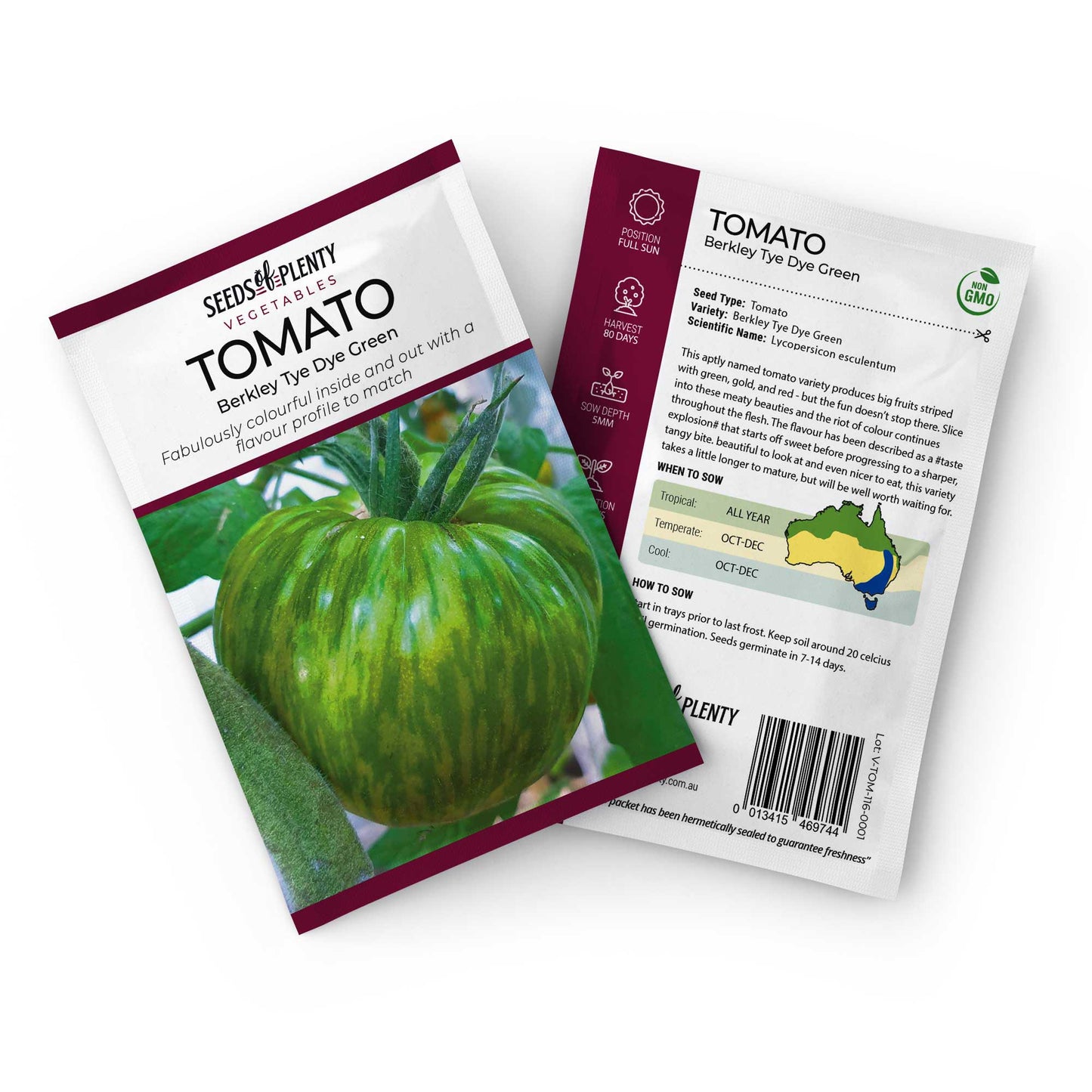 TOMATO - Berkley Tie Dye Green Seed Packet - Lycopersicon esculentum