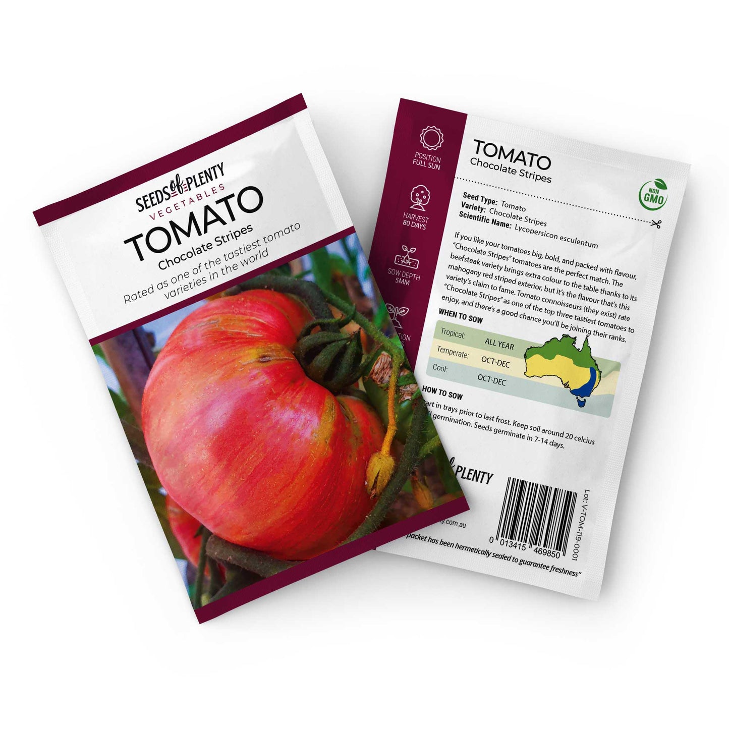 TOMATO - Chocolate Stripes Seed Packet - Lycopersicon esculentum