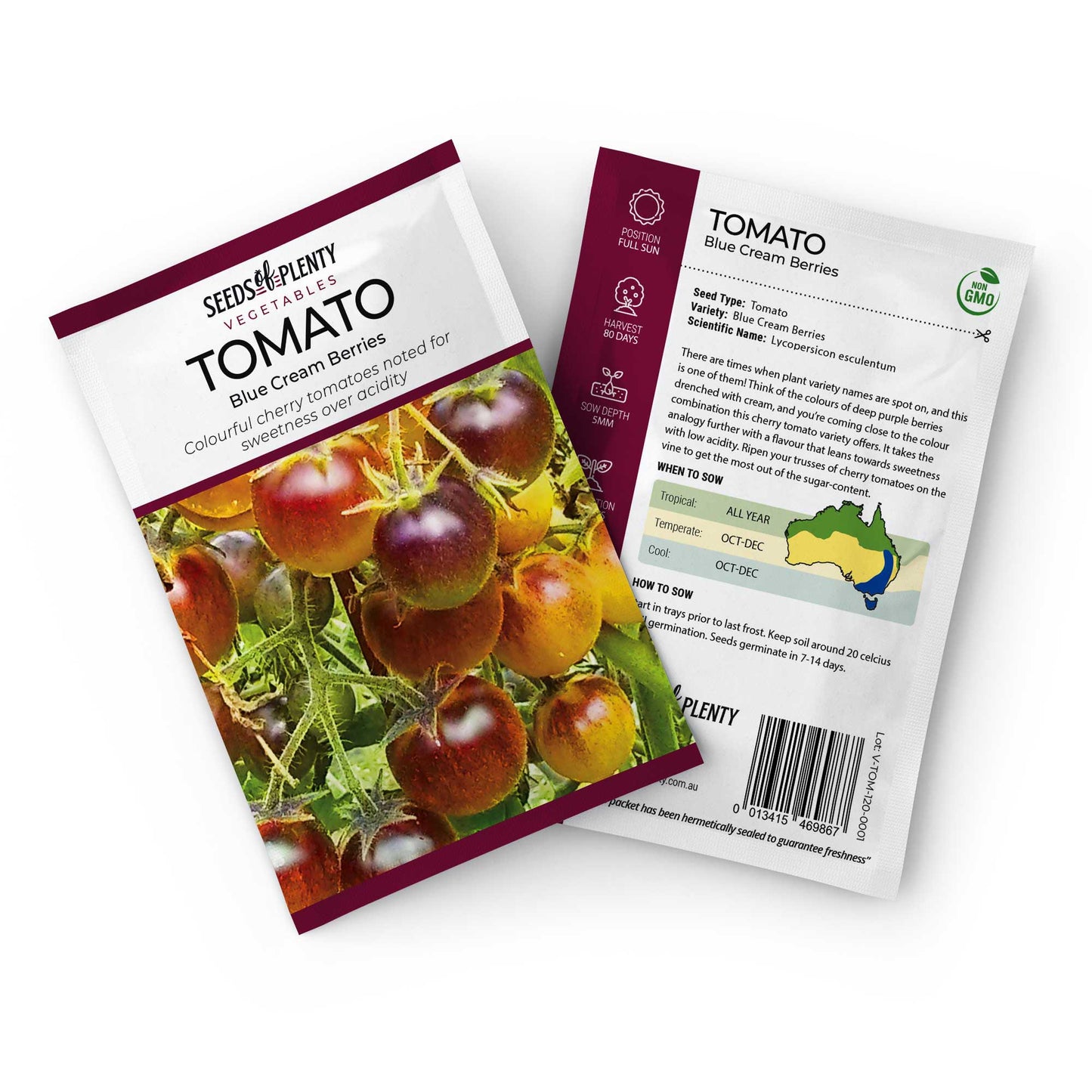 TOMATO - Blue Cream Berries Seed Packet - Lycopersicon esculentum