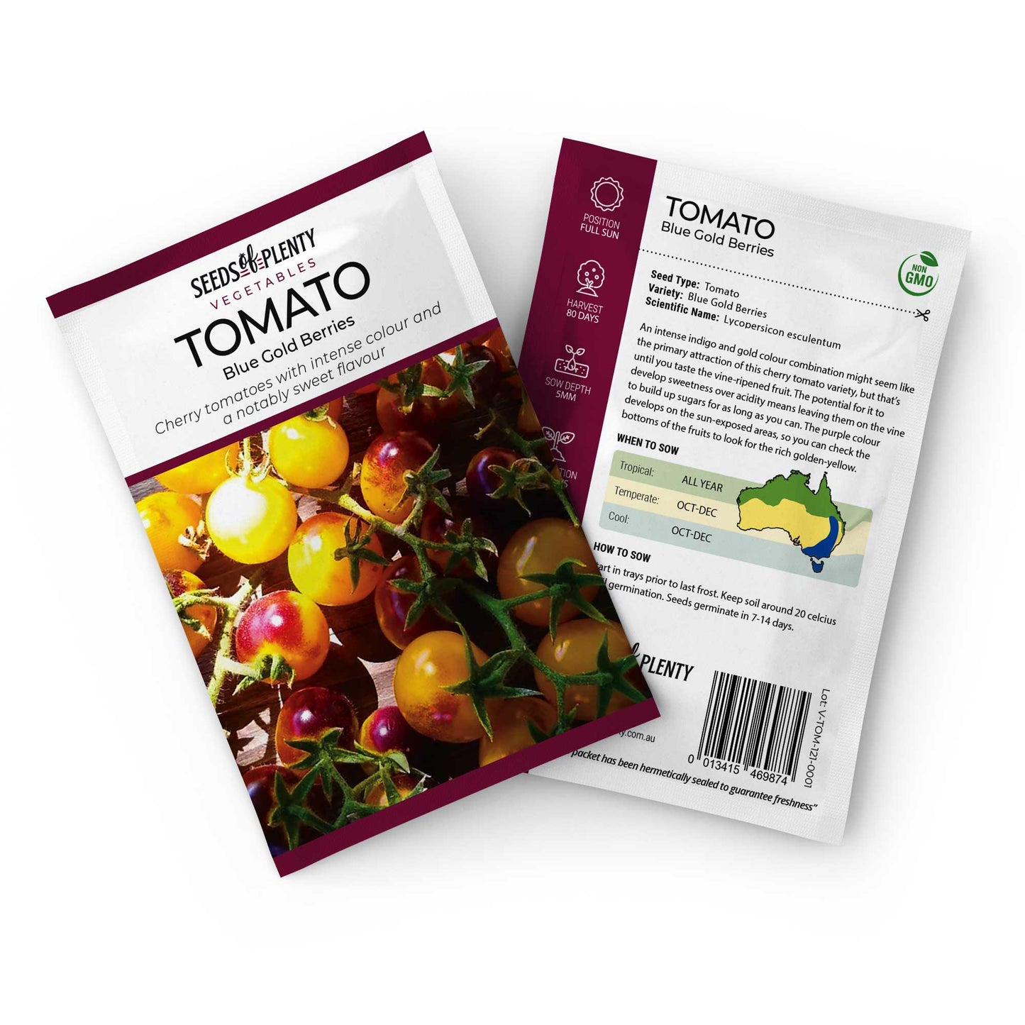 TOMATO - Blue Gold Berries Seed Packet - Lycopersicon esculentum