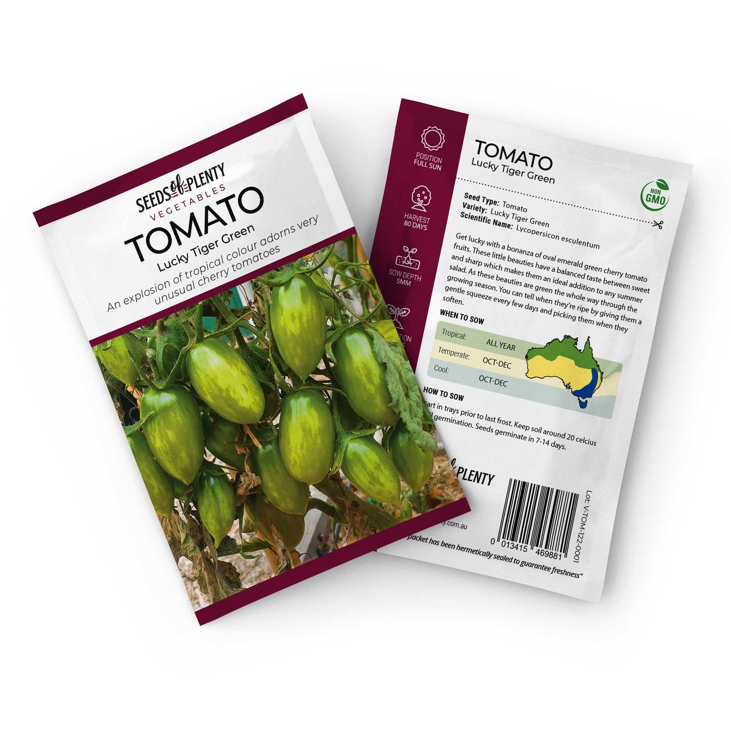 TOMATO - Lucky Tiger Green Seed Packet - Lycopersicon esculentum