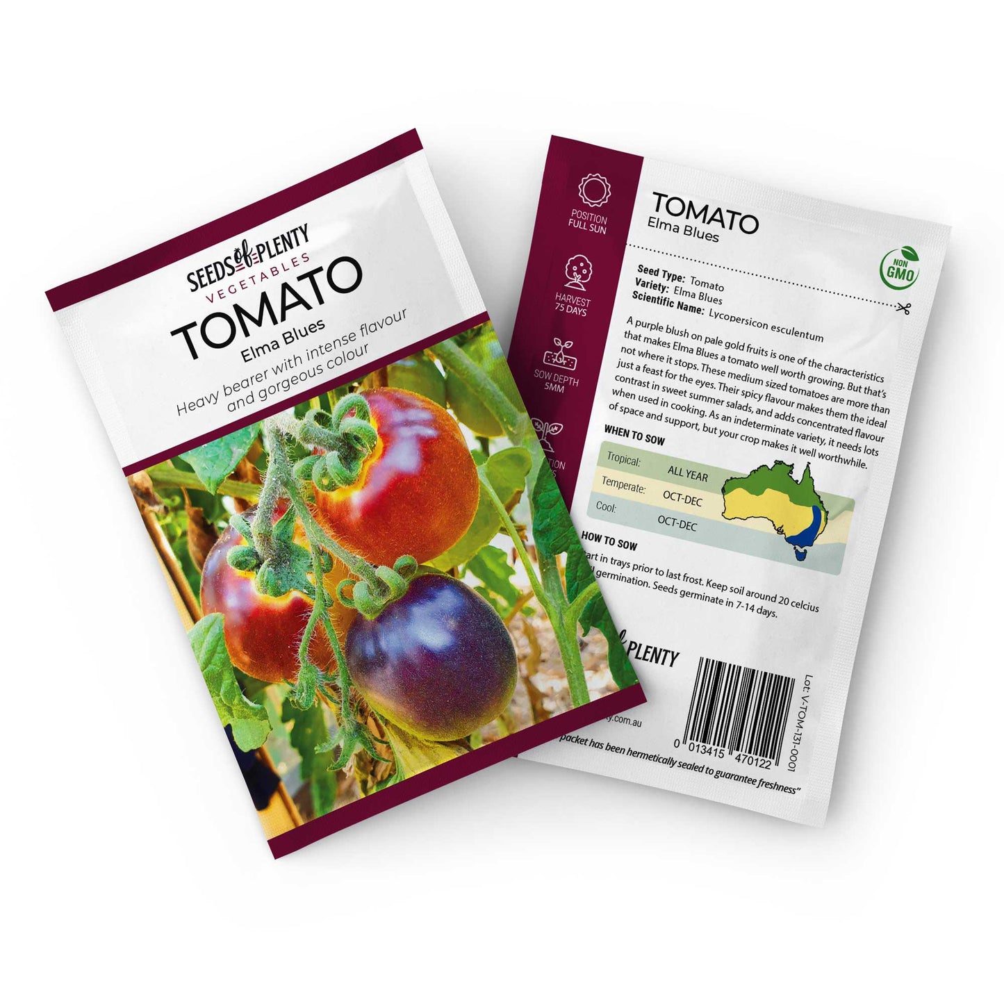 TOMATO - Elma Blues Seed Packet - Lycopersicon esculentum