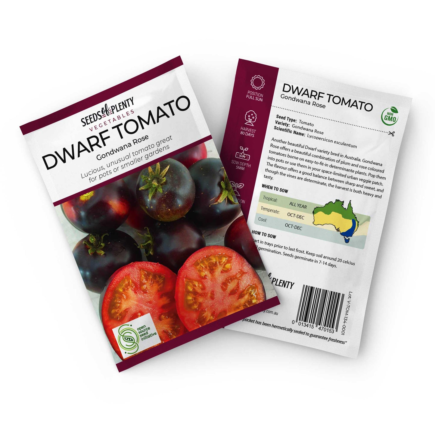 DWARF TOMATO - Gondwana Rose Seed Packet - Lycopersicon esculentum