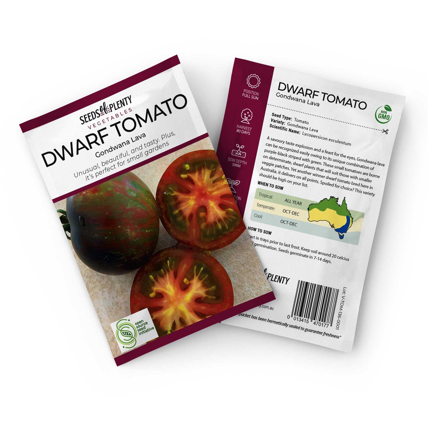 DWARF TOMATO - Gondwana Lava Seed Packet - Lycopersicon esculentum