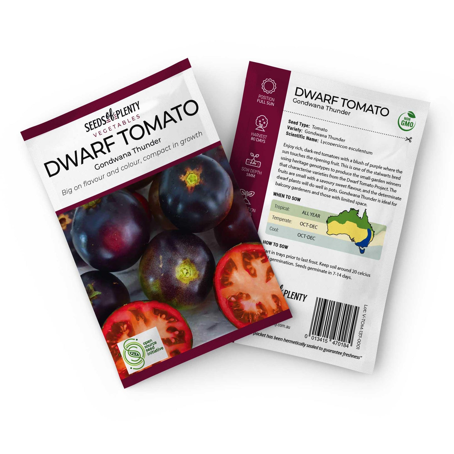 DWARF TOMATO - Gondwana Thunder Seed Packet - Lycopersicon esculentum
