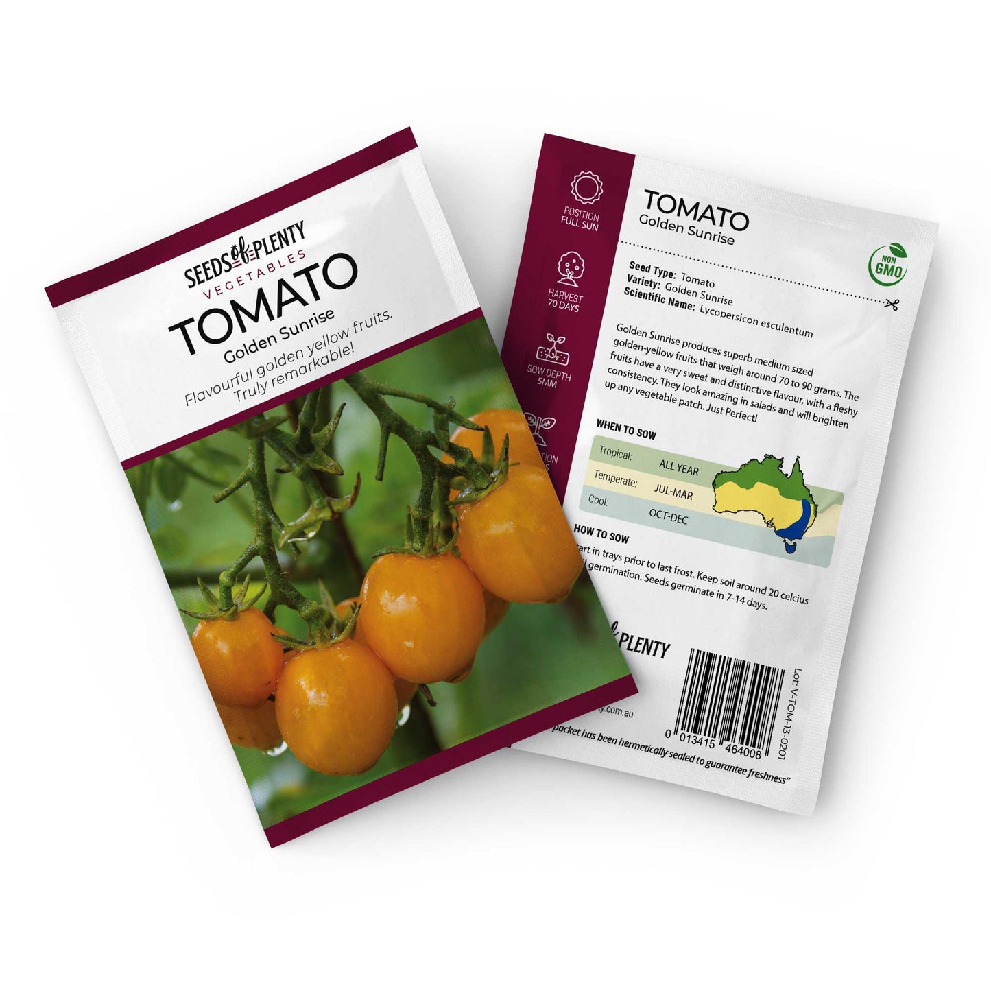 TOMATO - Golden Sunrise Seed Packet - Lycopersicon esculentum