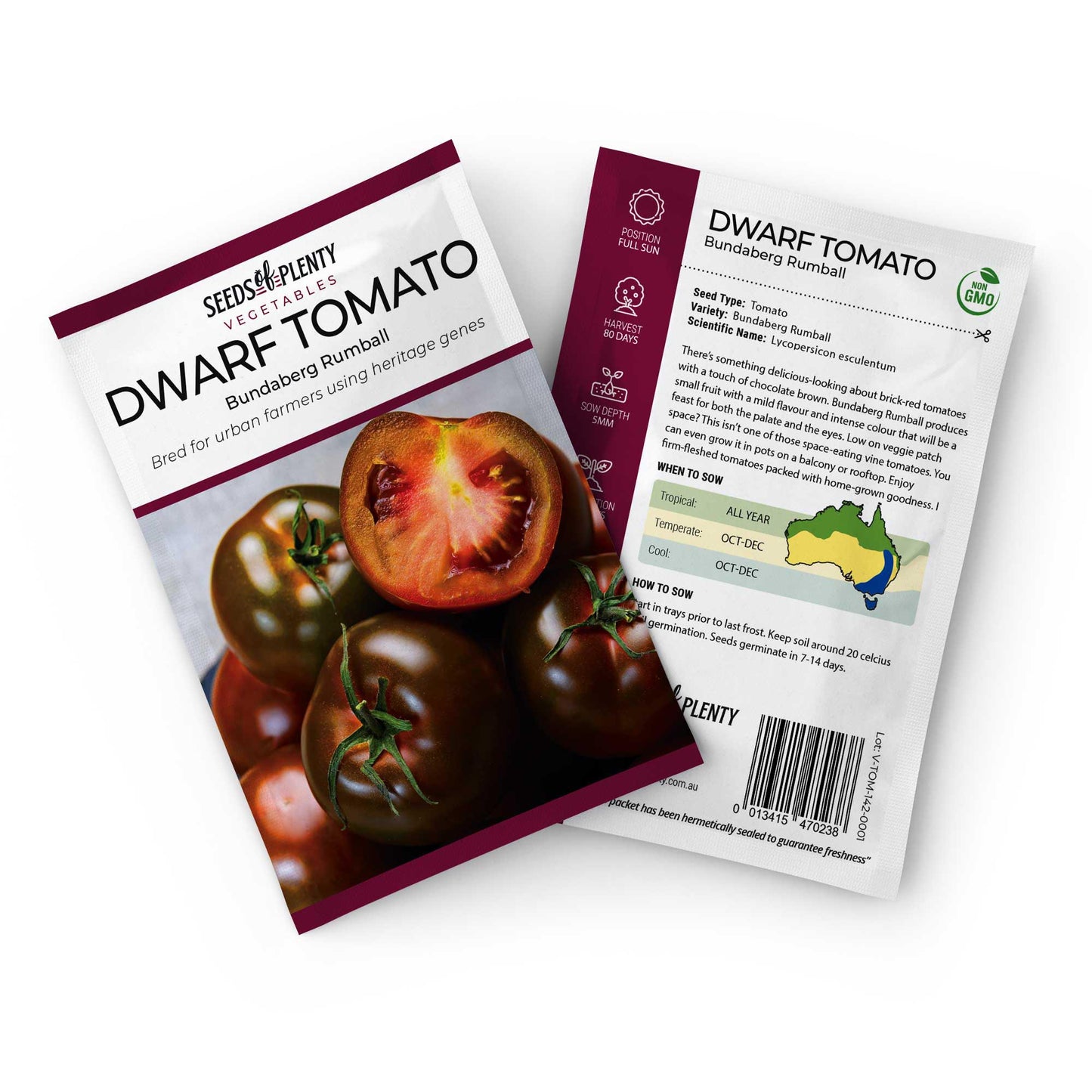 DWARF TOMATO - Bundaberg Rumball Seed Packet - Lycopersicon esculentum