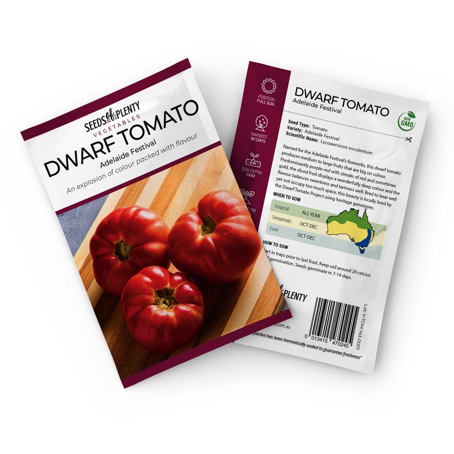 DWARF TOMATO - Adelaide Festival Seed Packet - Lycopersicon esculentum