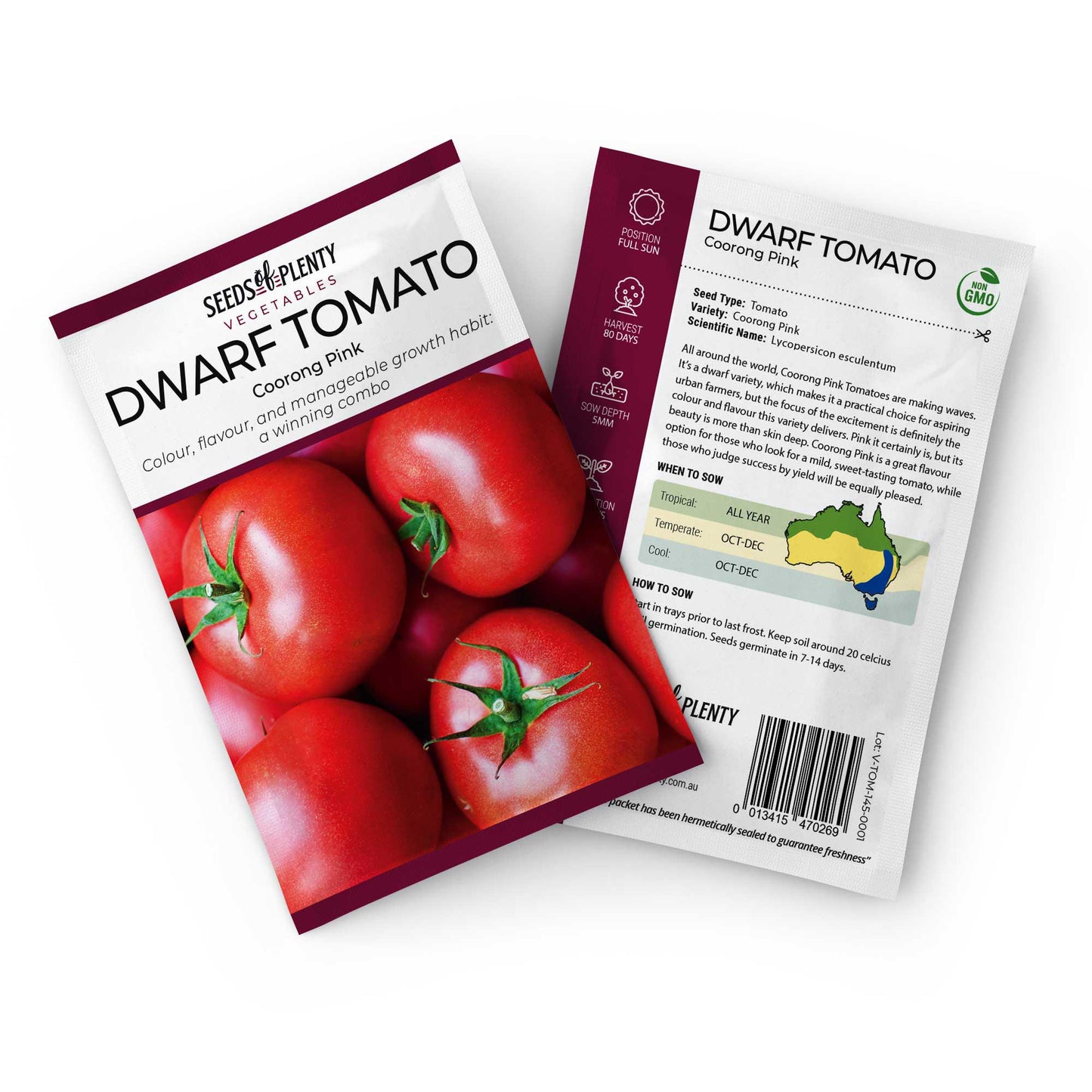 DWARF TOMATO - Coorong Pink Seed Packet - Lycopersicon esculentum
