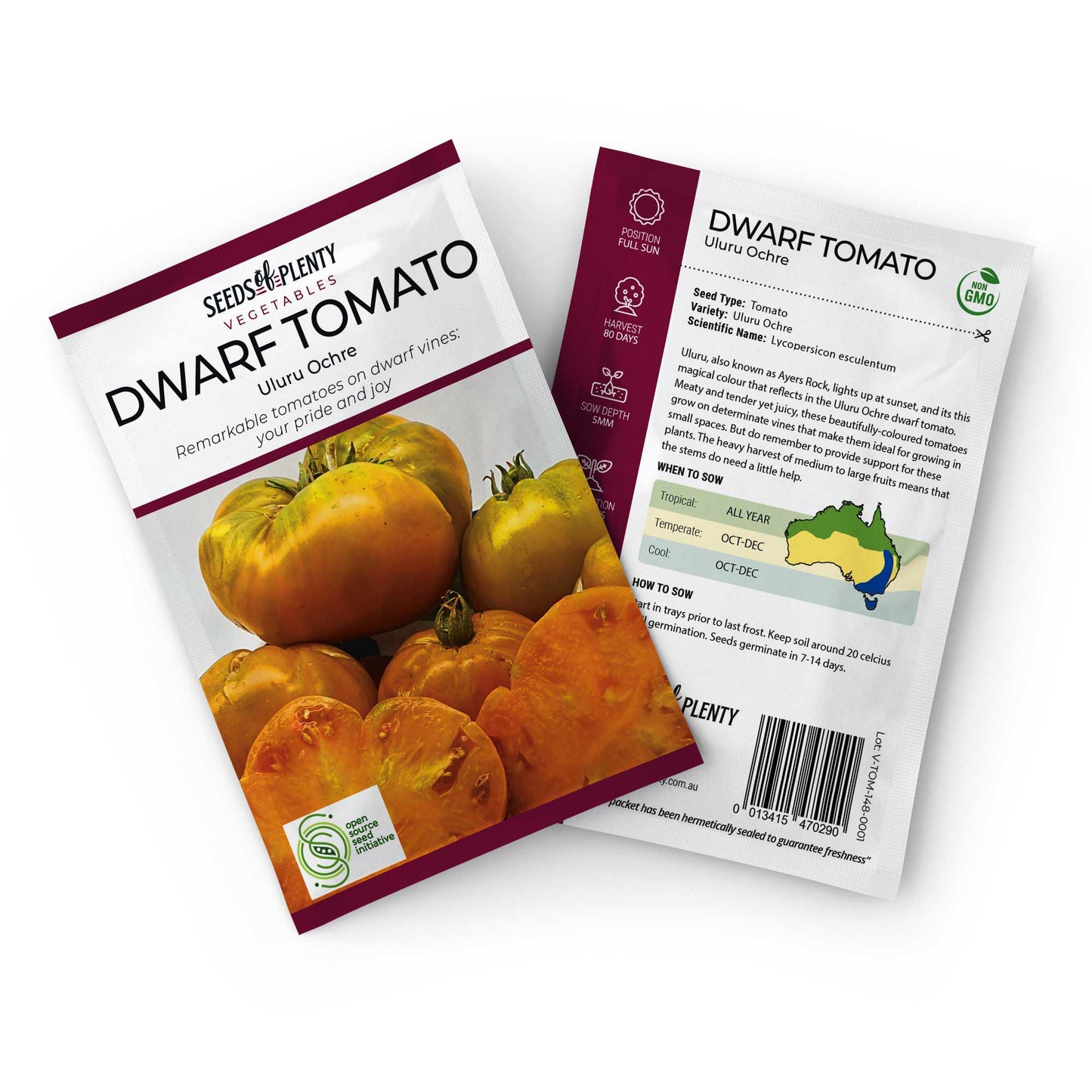 DWARF TOMATO - Uluru Ochre Seed Packet - Lycopersicon esculentum