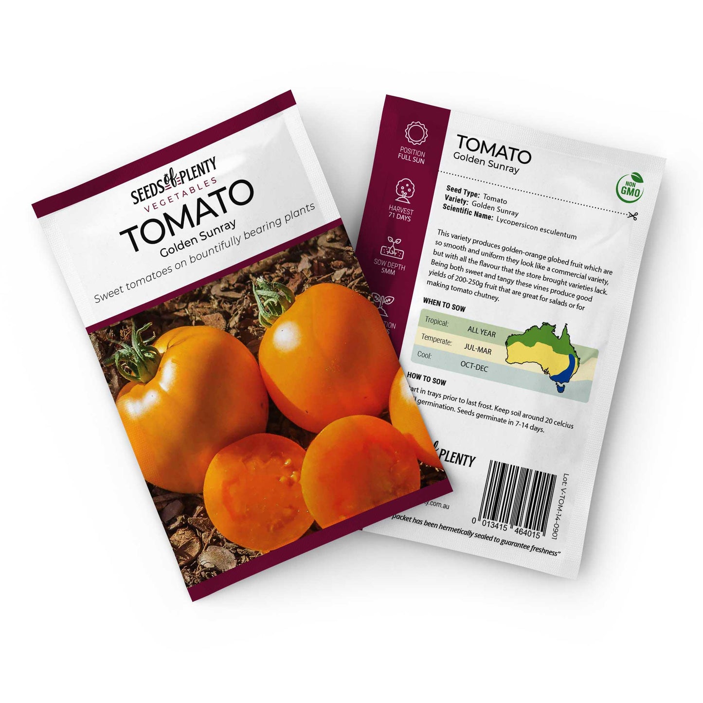 TOMATO - Golden Sunray Seed Packet - Lycopersicon esculentum