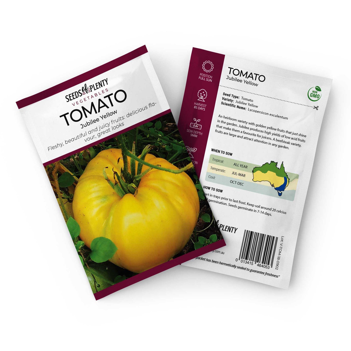 TOMATO - Jubilee Yellow Seed Packet - Lycopersicon esculentum