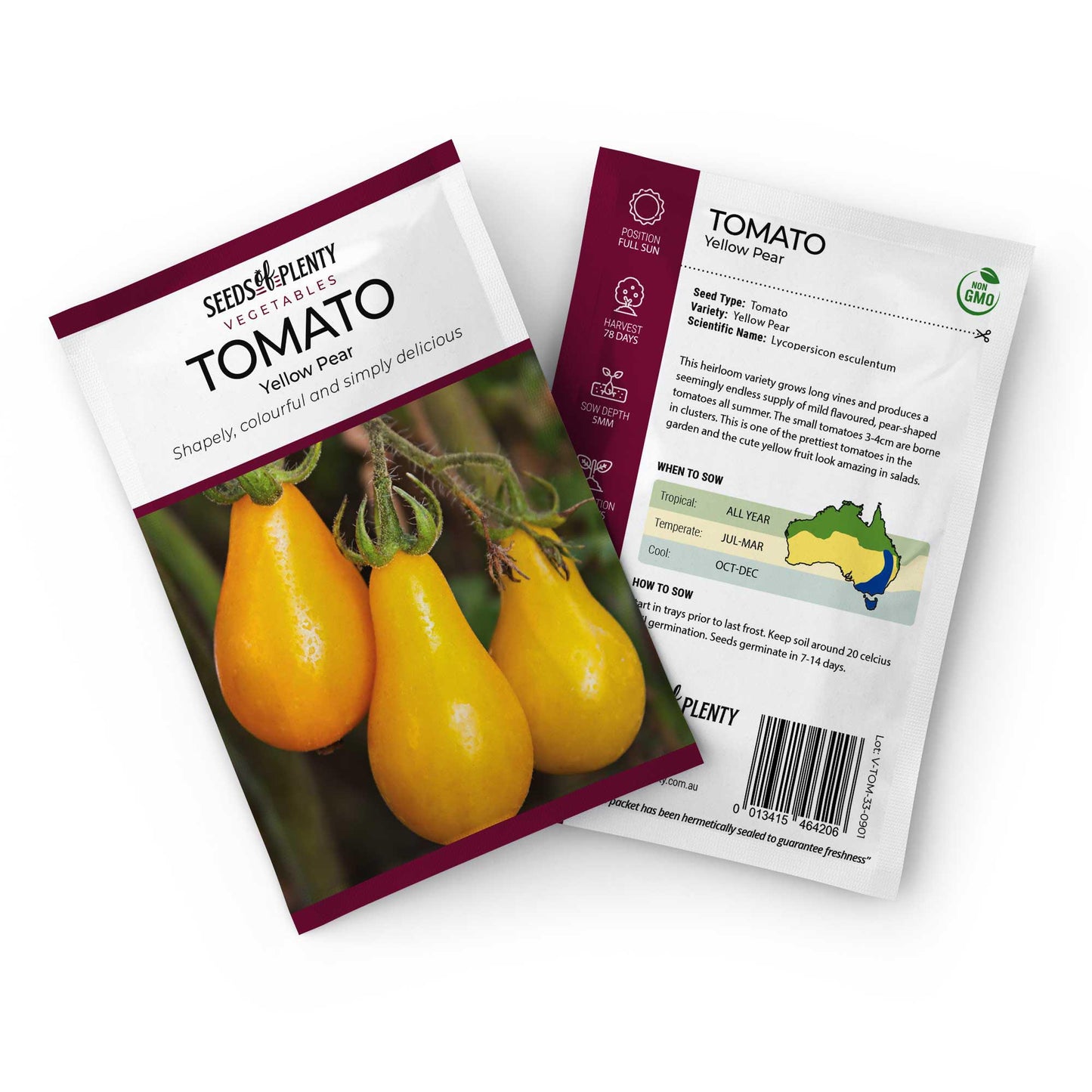 TOMATO - Yellow Pear Seed Packet - Lycopersicon esculentum