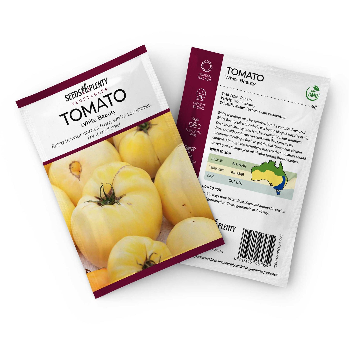 TOMATO - White Beauty Seed Packet - Lycopersicon esculentum
