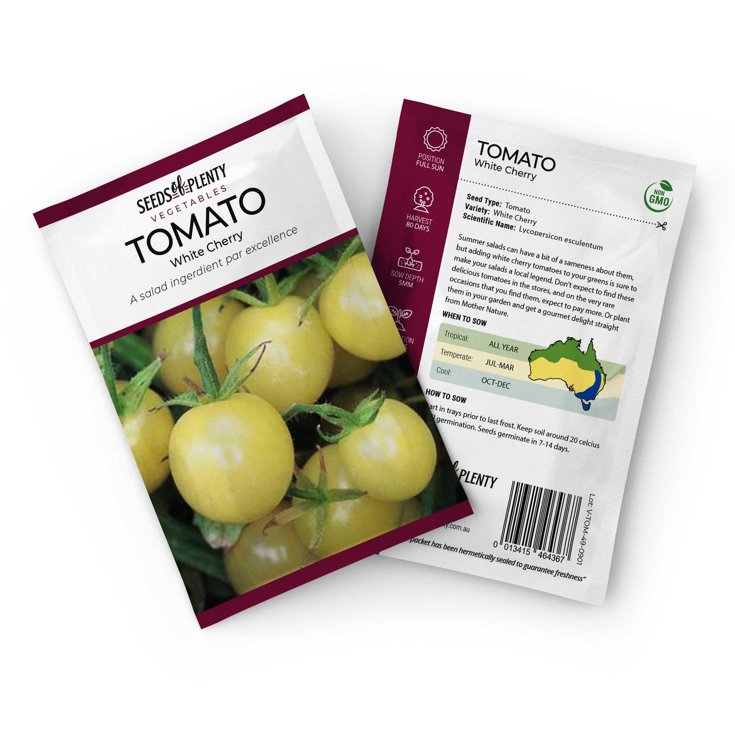 TOMATO - White Cherry Seed Packet - Lycopersicon esculentum