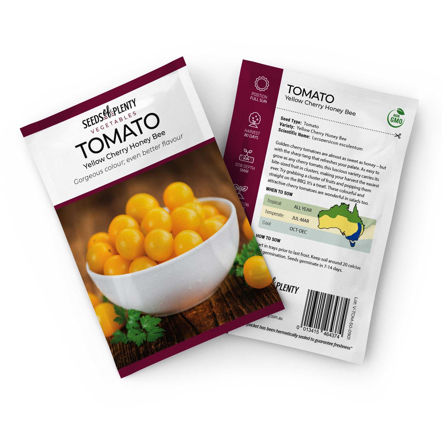 TOMATO - Yellow Cherry Honey Bee Seed Packet - Lycopersicon esculentum