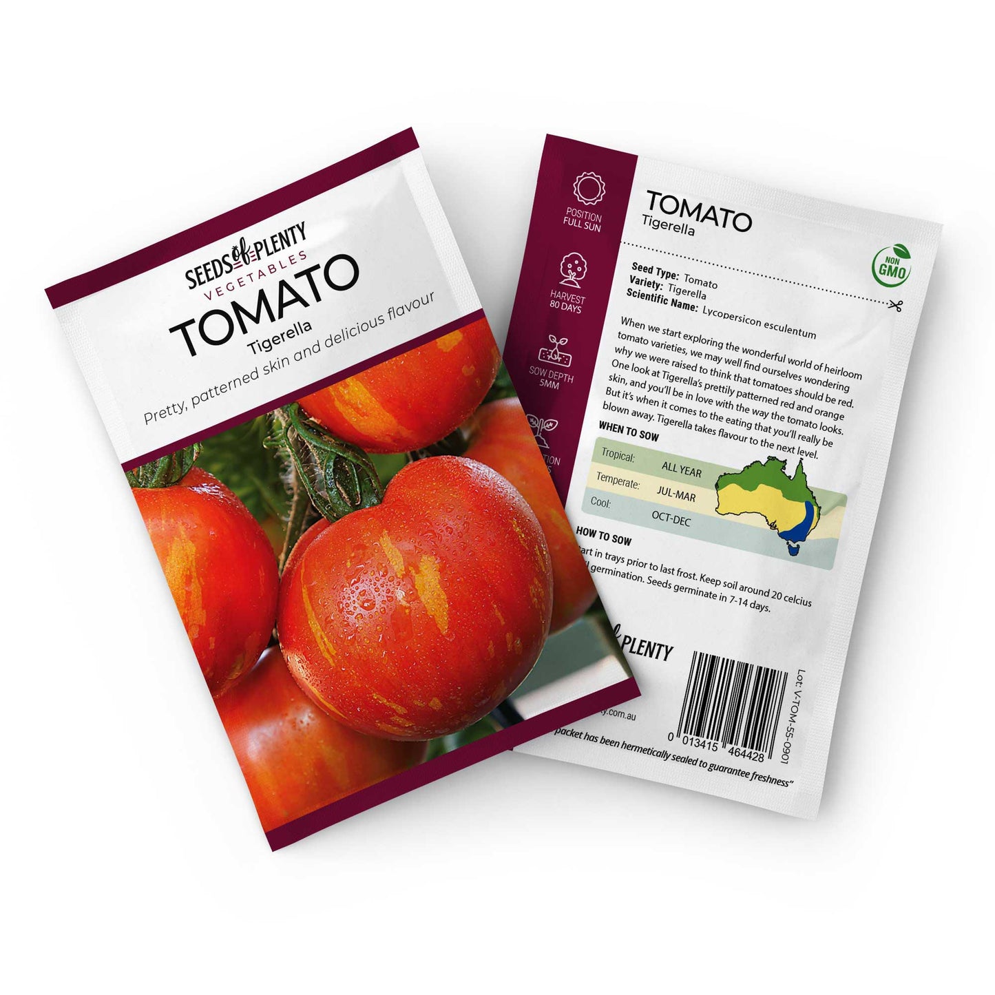 TOMATO - Tigerella Seed Packet - Lycopersicon esculentum
