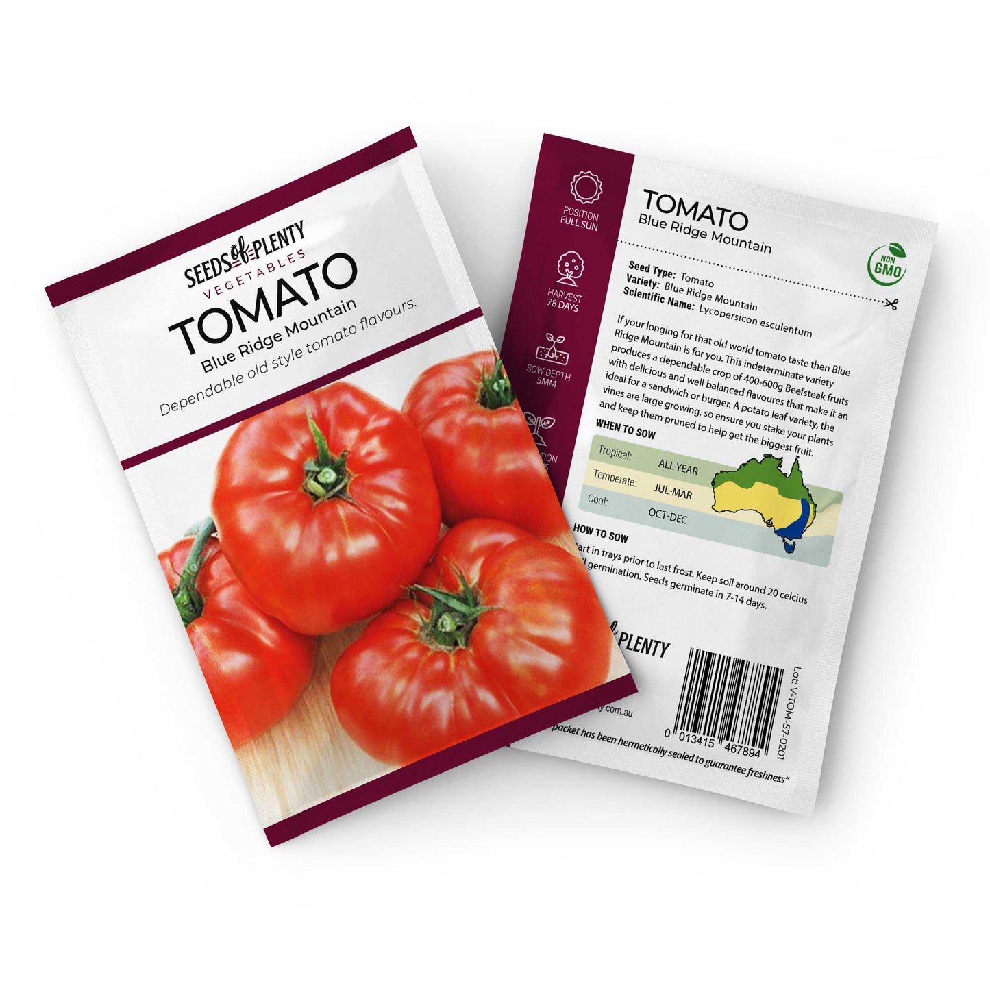 TOMATO - Blue Ridge Mountain Seed Packet - Lycopersicon esculentum