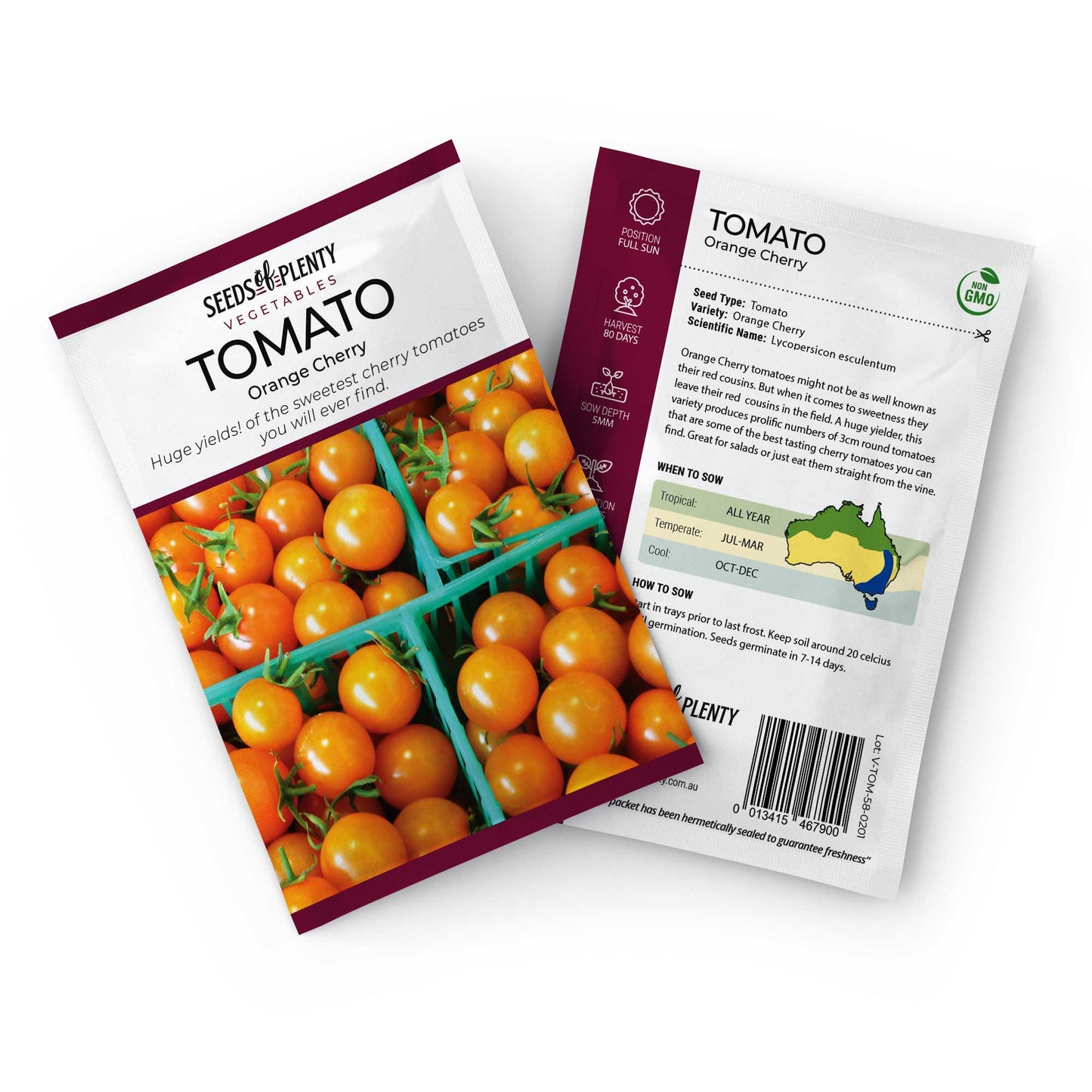 TOMATO - Orange Cherry Seed Packet - Lycopersicon esculentum