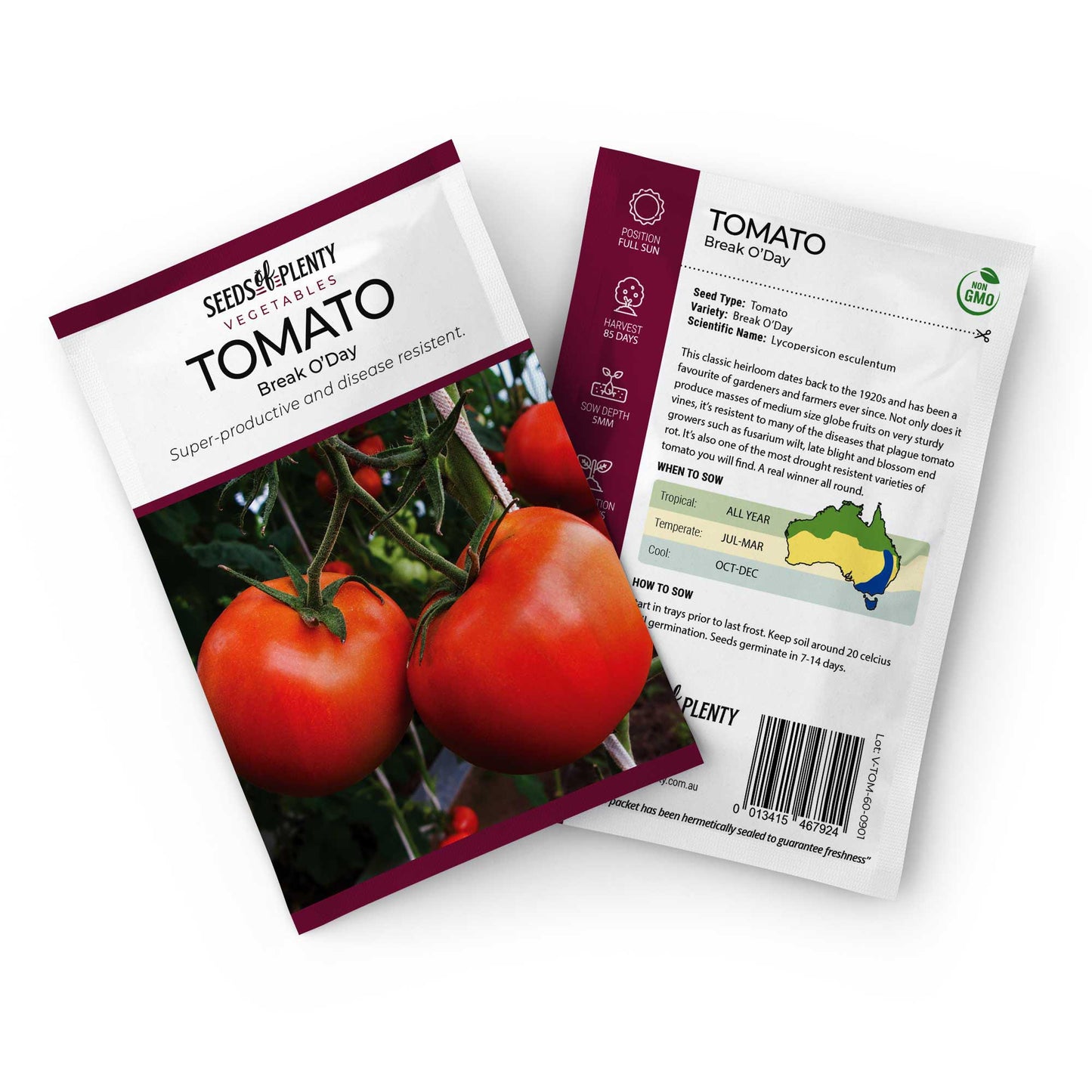 TOMATO - Break O'Day Seed Packet - Lycopersicon esculentum