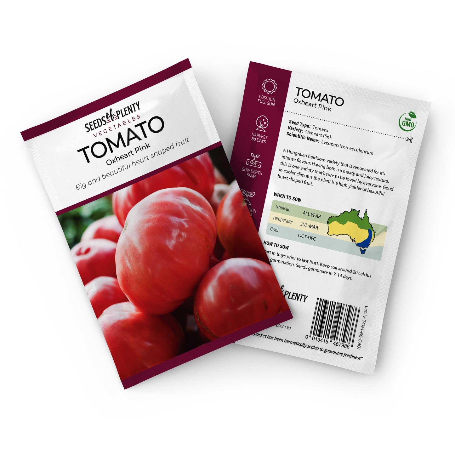 TOMATO - Oxheart Pink Seed Packet - Lycopersicon esculentum