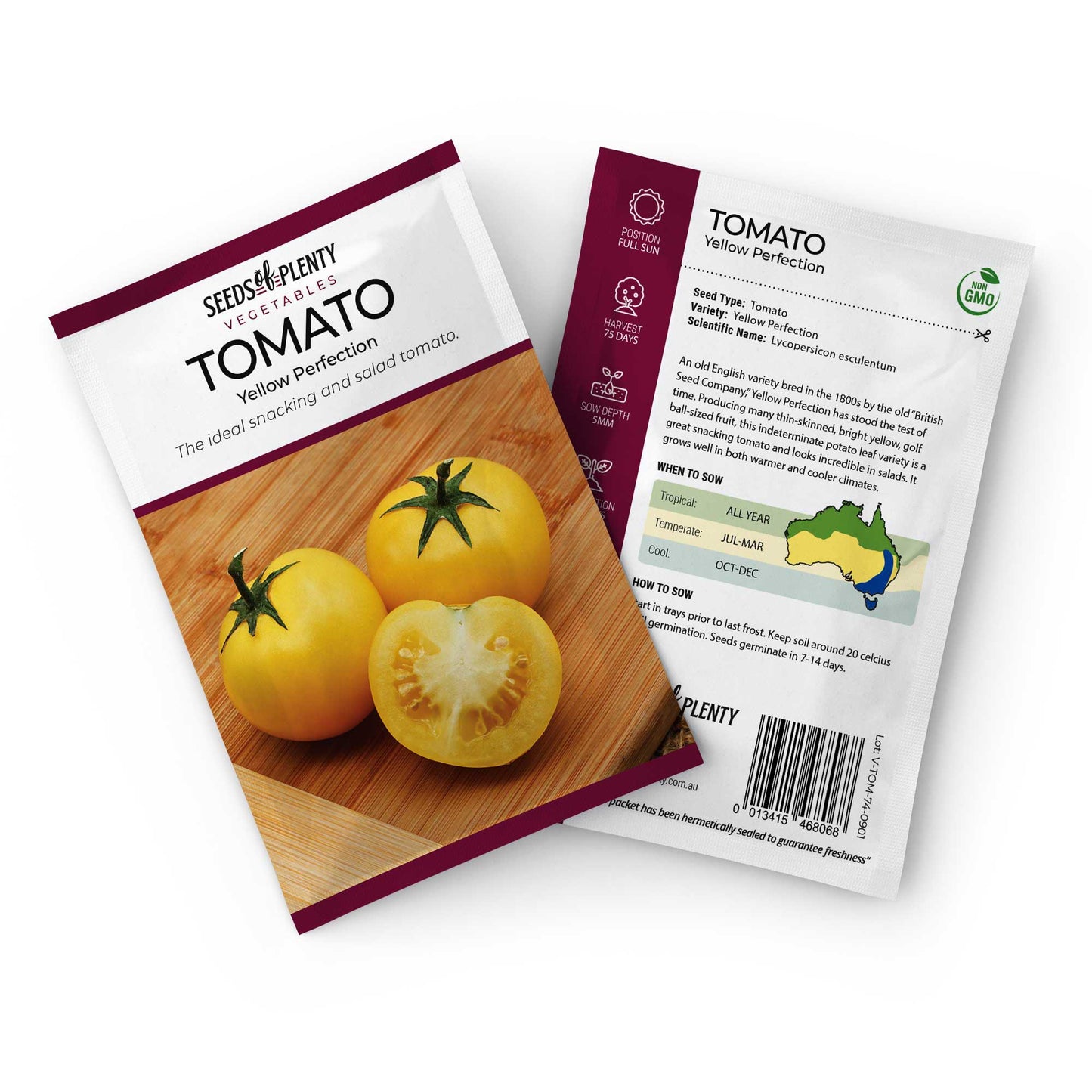 TOMATO - Yellow Perfection Seed Packet - Lycopersicon esculentum