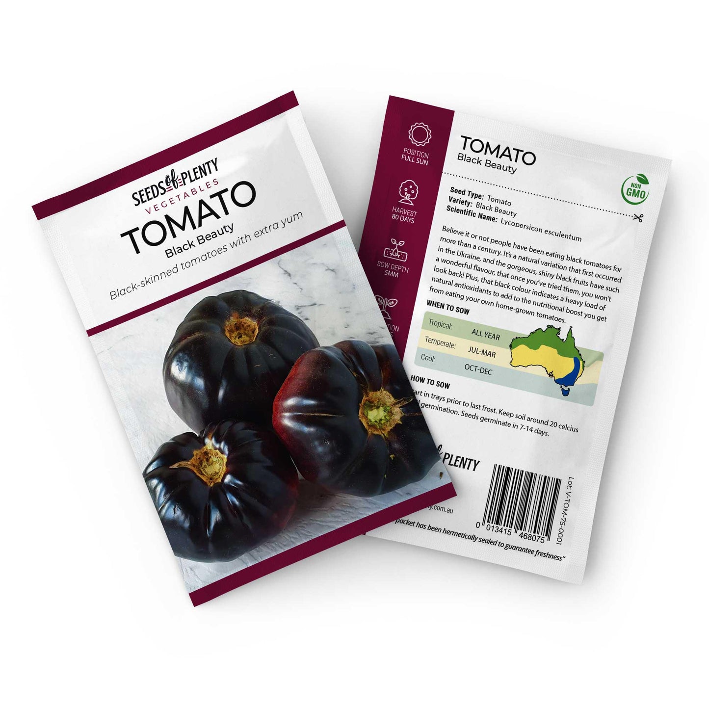 TOMATO - Black Beauty Seed Packet - Lycopersicon esculentum