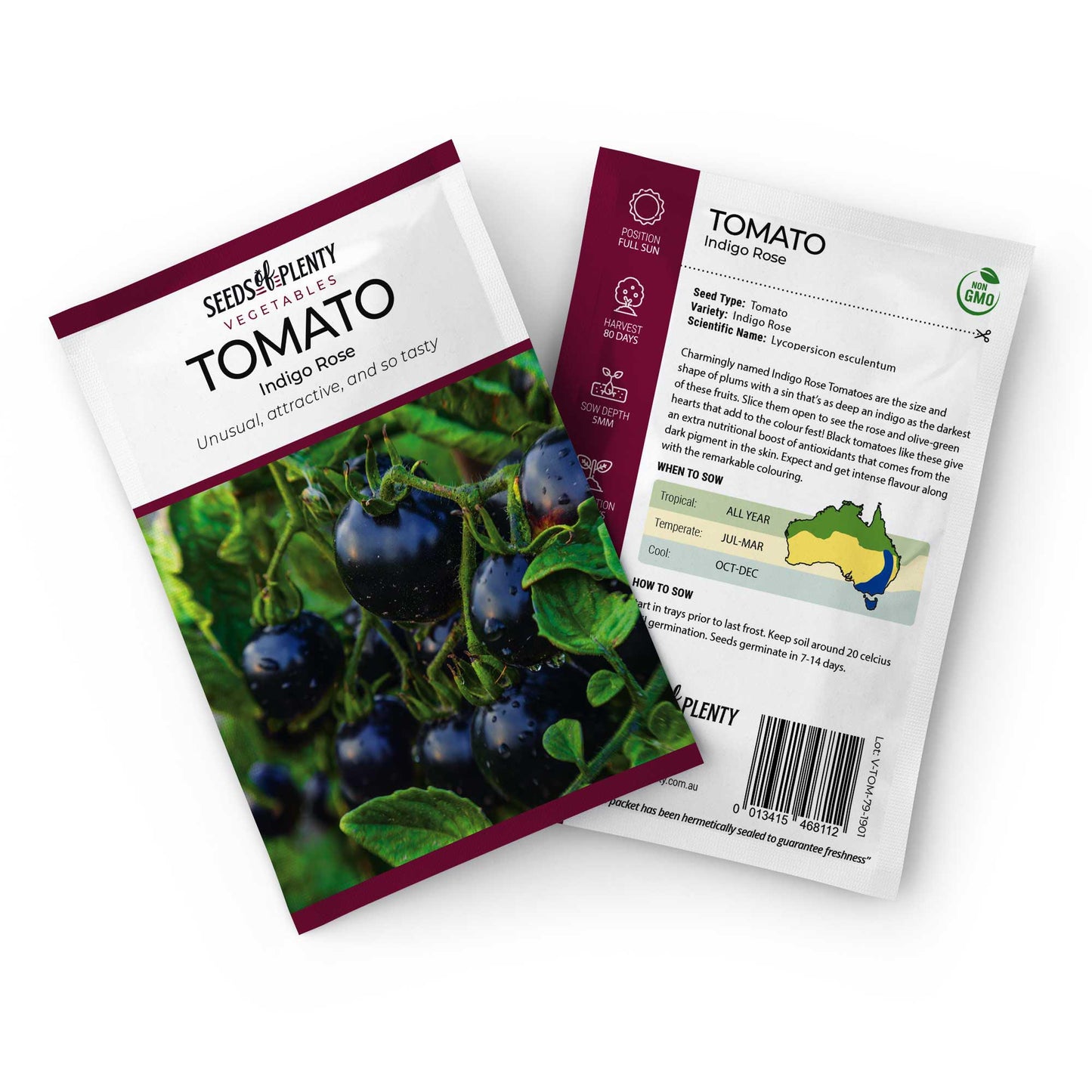 TOMATO - Indigo Rose Seed Packet - Lycopersicon esculentum