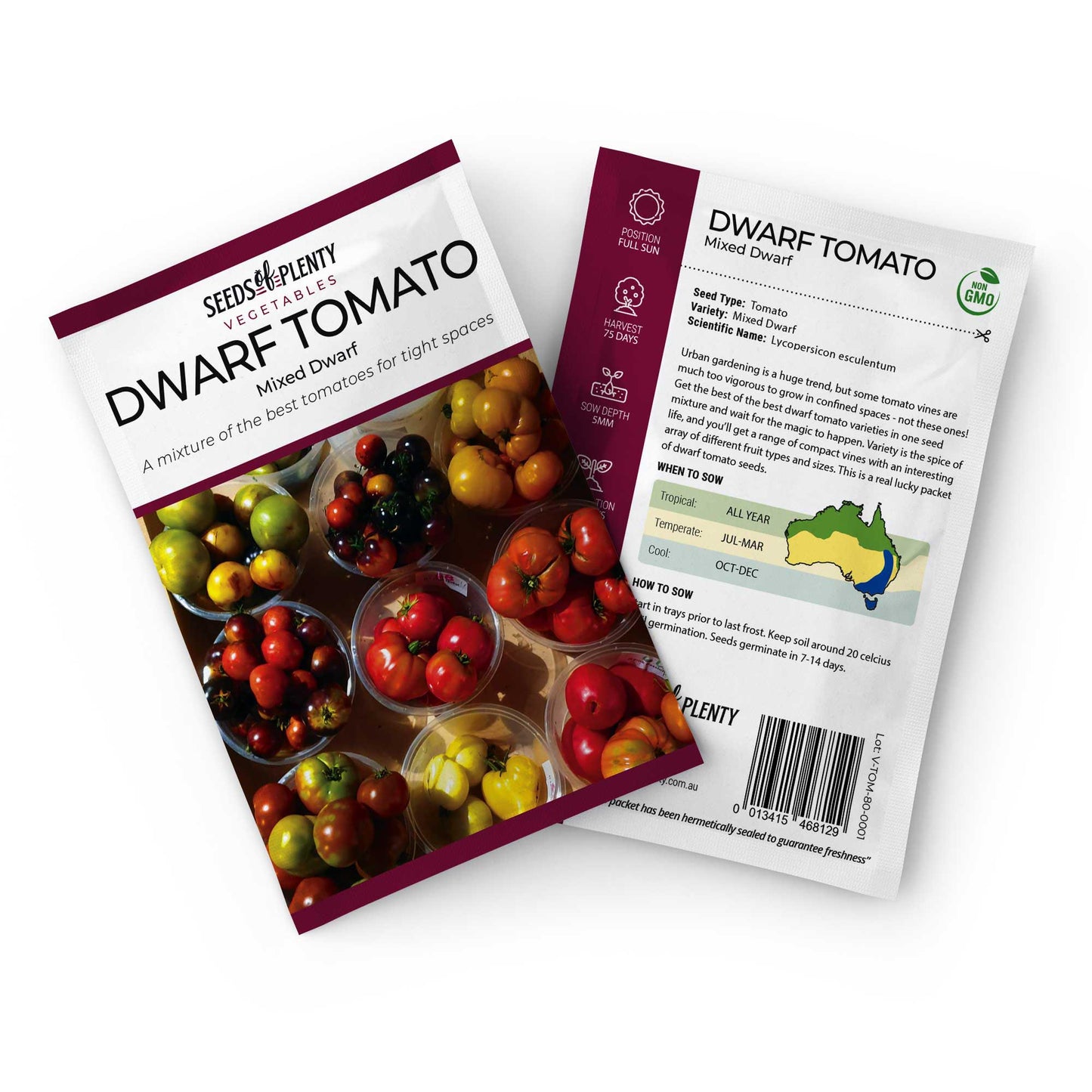 DWARF TOMATO - Mixed Dwarf Seed Packet - Lycopersicon esculentum