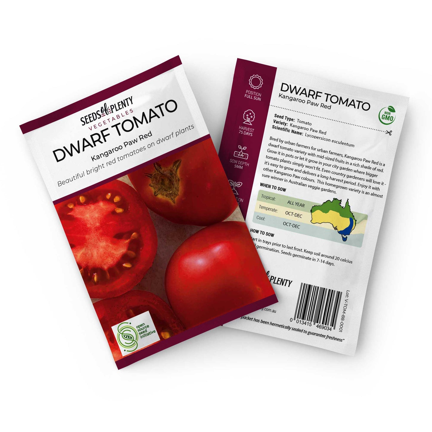 DWARF TOMATO - Kangaroo Paw Red Seed Packet - Lycopersicon esculentum