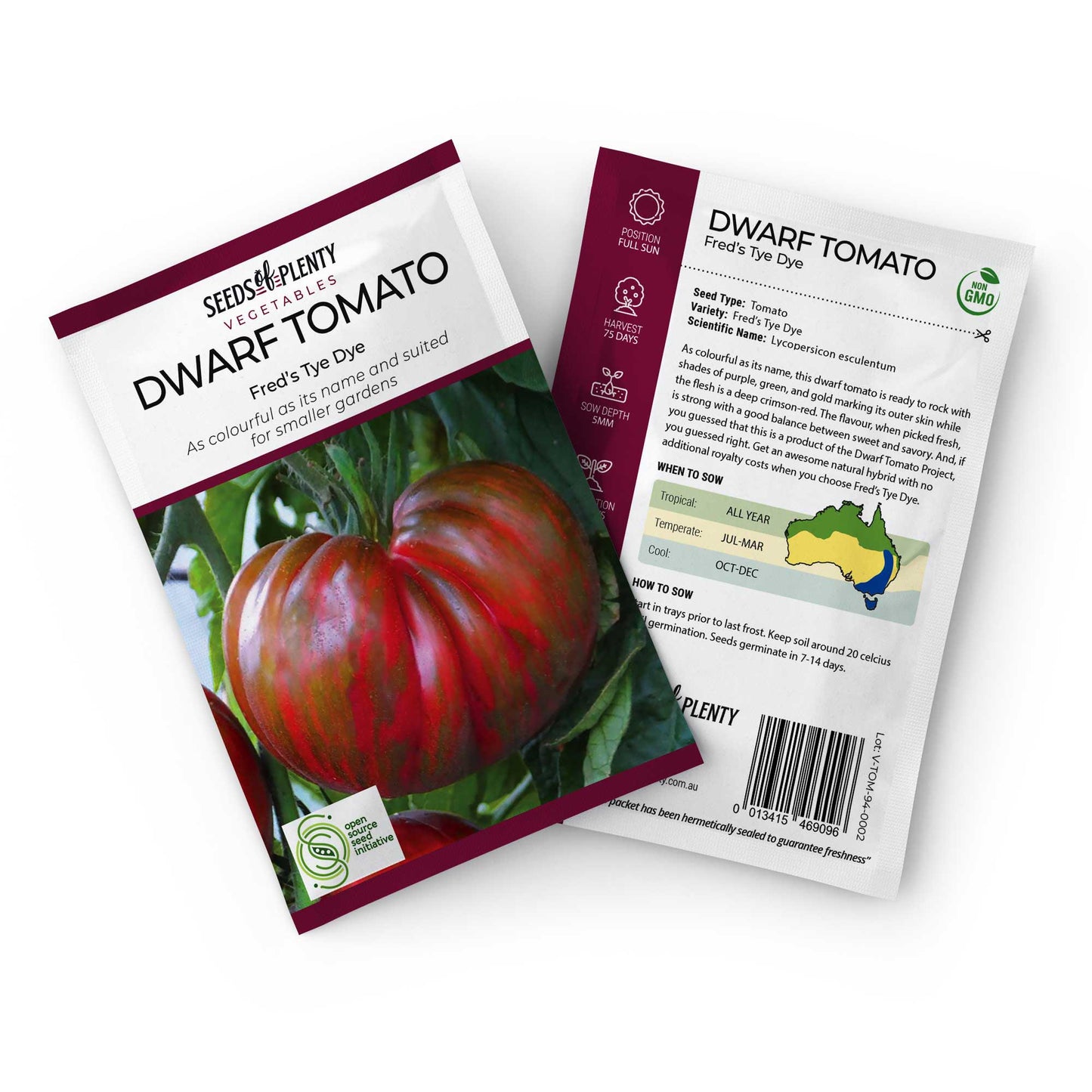 DWARF TOMATO - Fred's Tie Dye Seed Packet - Lycopersicon esculentum