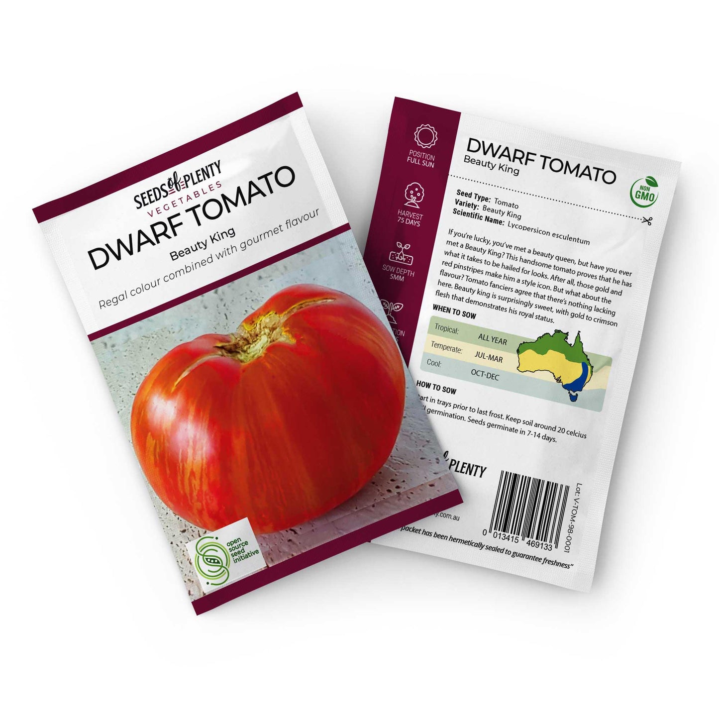 DWARF TOMATO - Beauty King Seed Packet - Lycopersicon esculentum