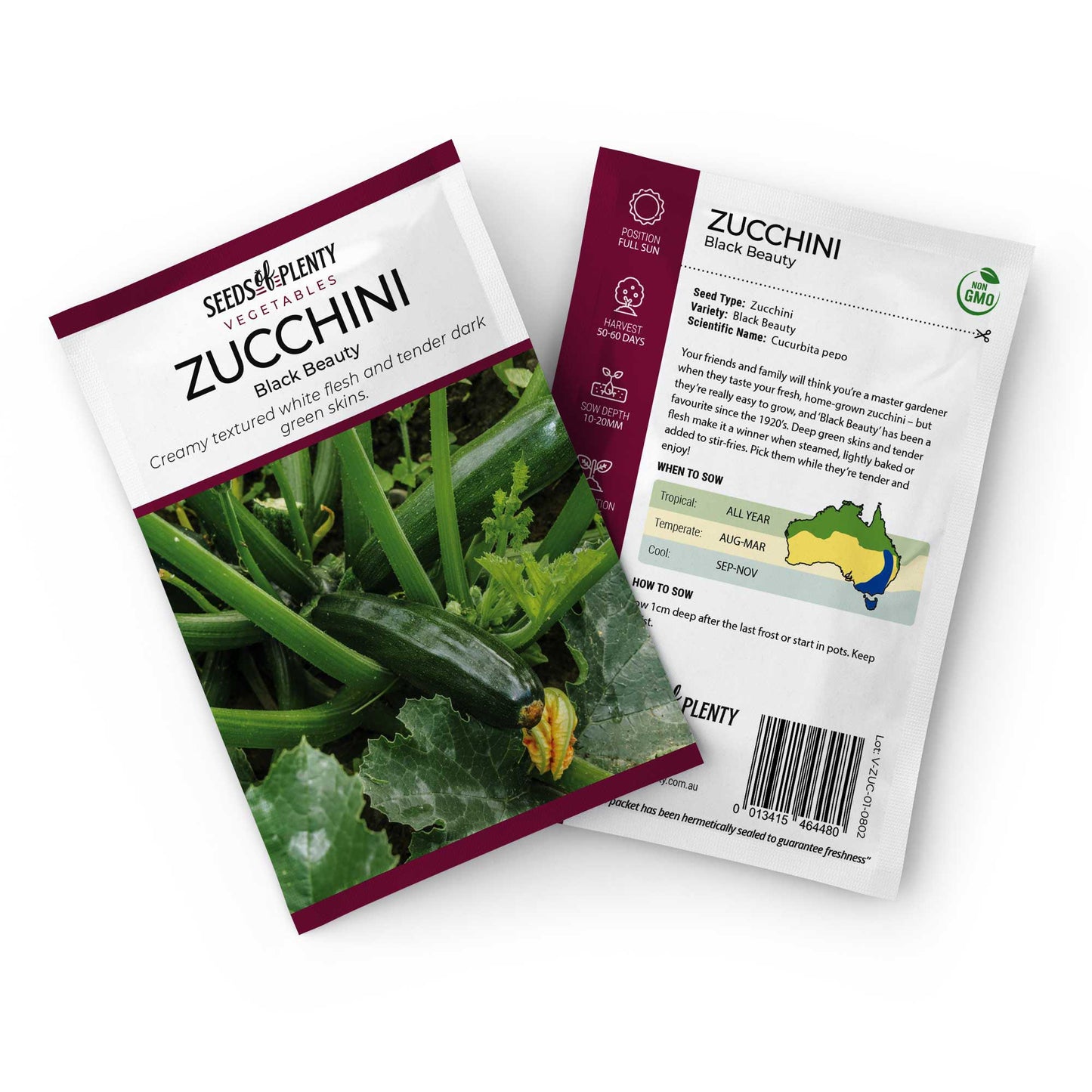 ZUCCHINI - Black Beauty Seed Packet - Cucurbita pepo