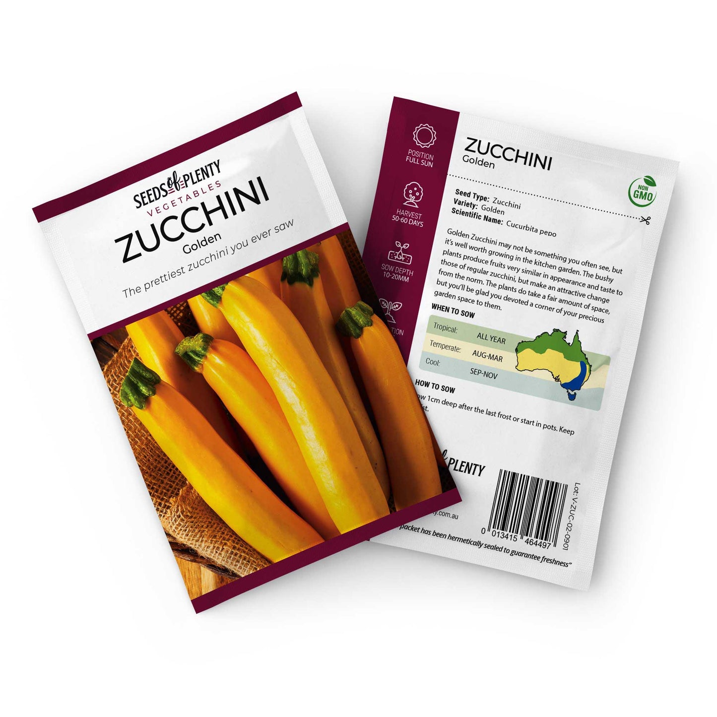 ZUCCHINI - Golden Seed Packet - Cucurbita pepo